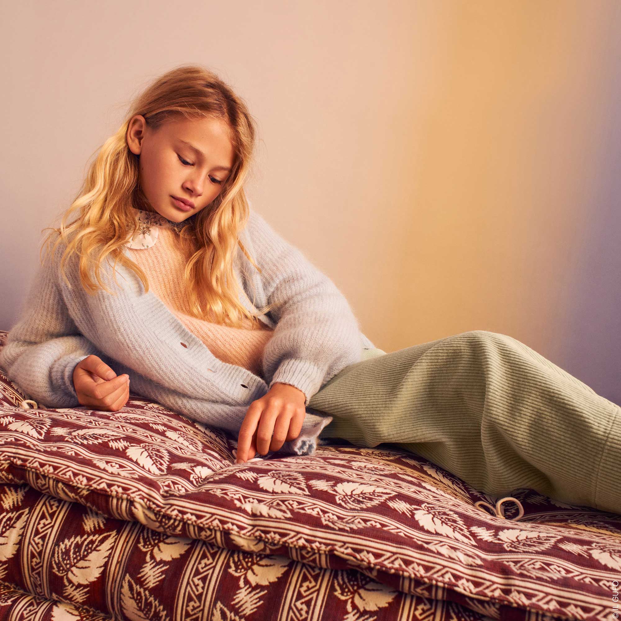 Girls Light Blue Mohair Cardigan