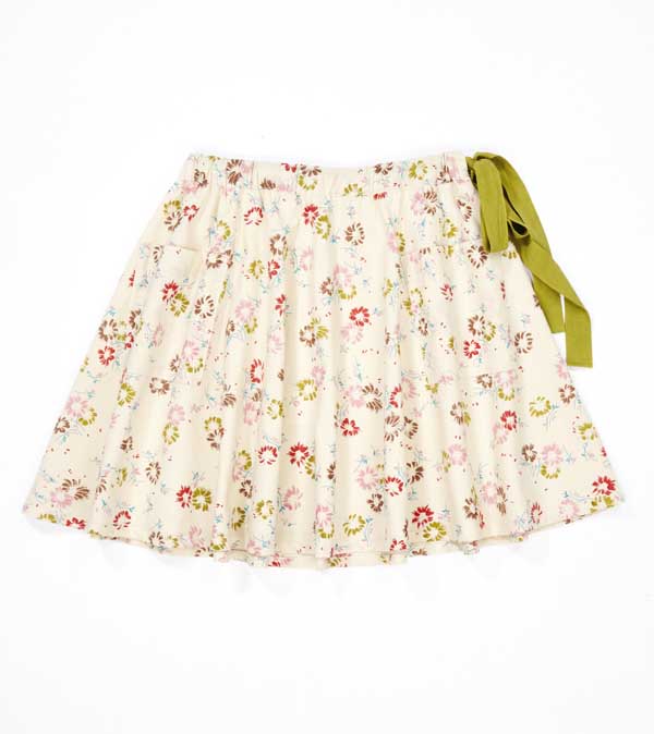 Girls Rice Printed Flowers Cotton Skirt