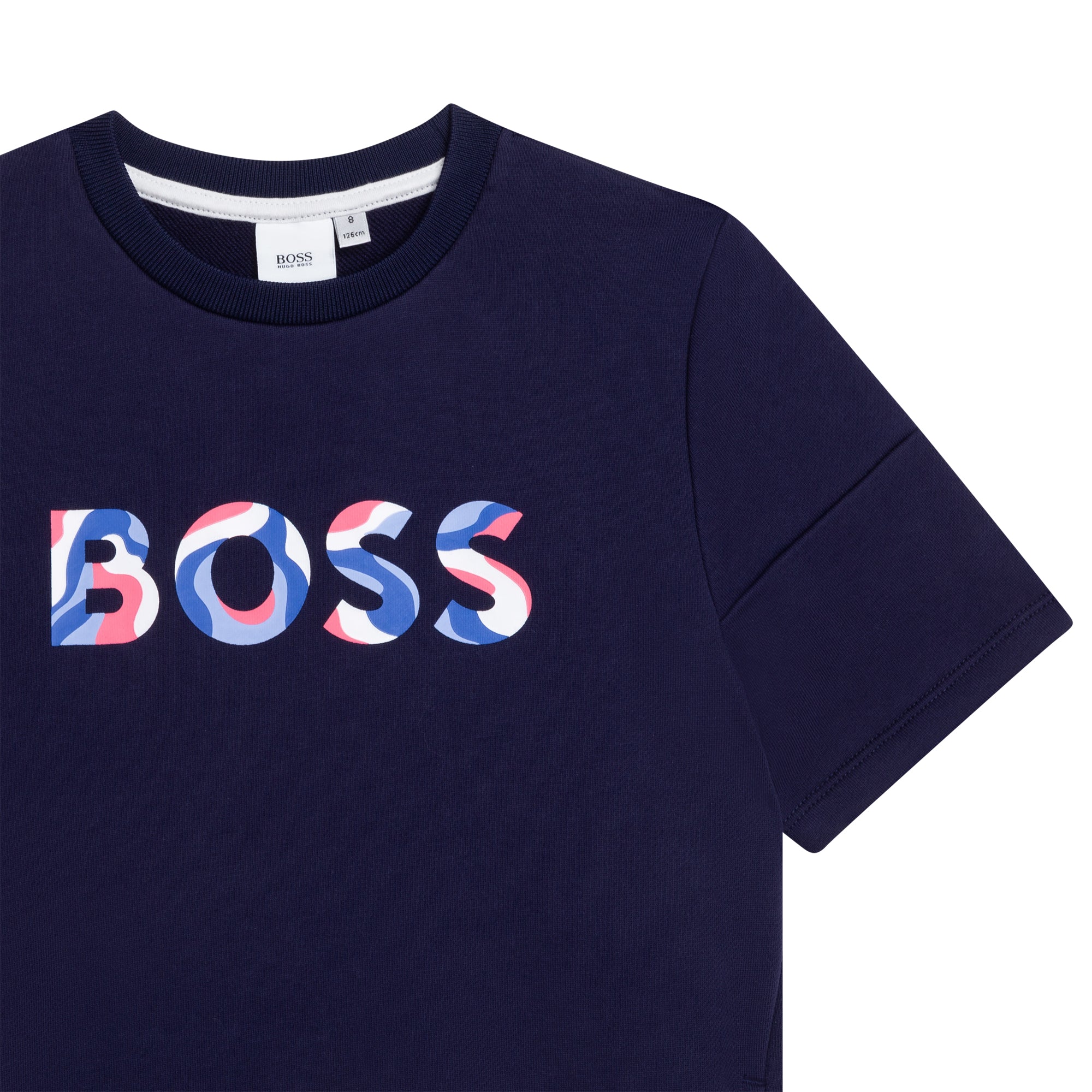 Girls Navy Cotton T-Shirt Dress