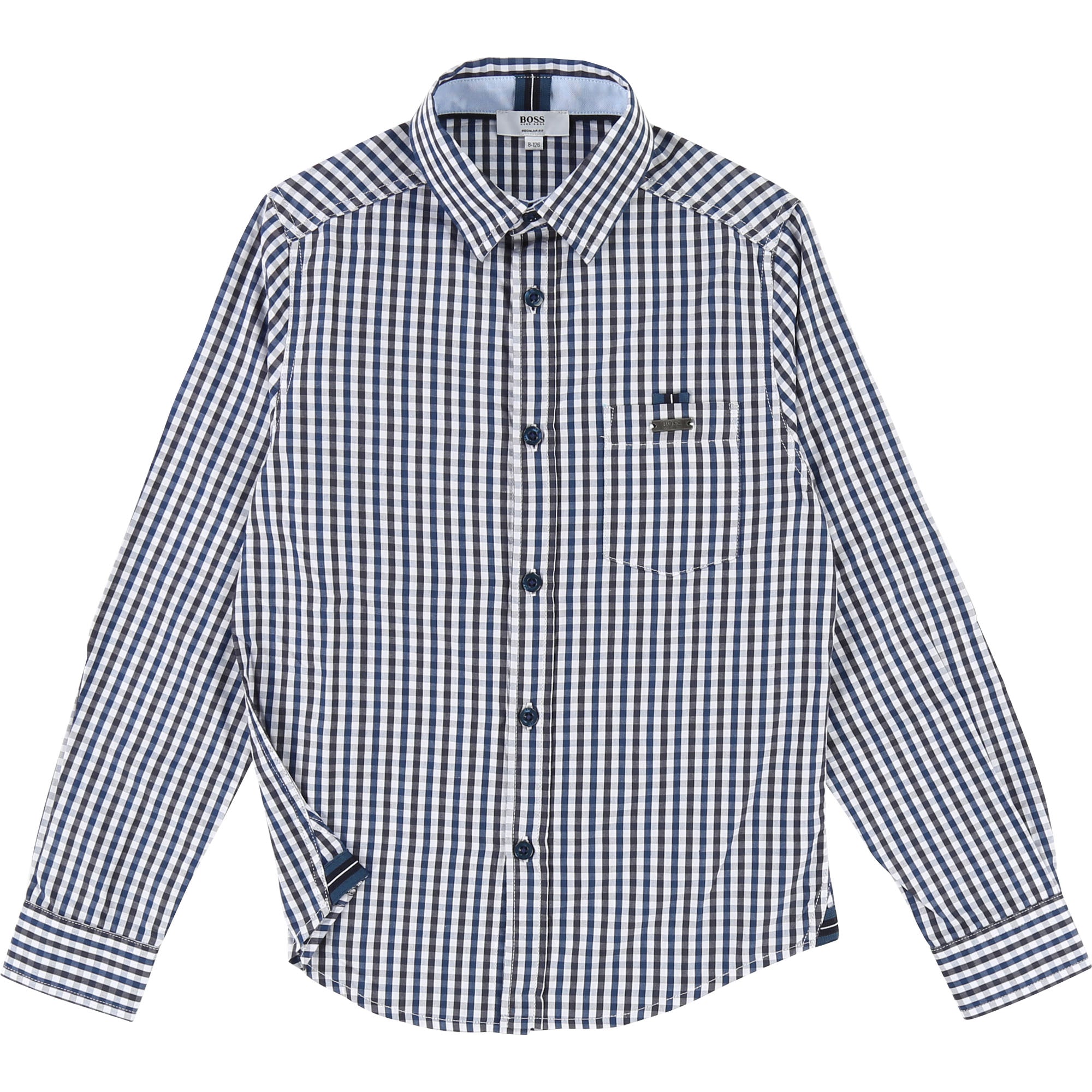 Boys Blue & White Striped Cotton Polo Shirt