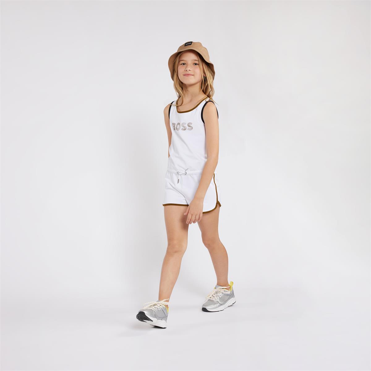Girls White Jumpsuit