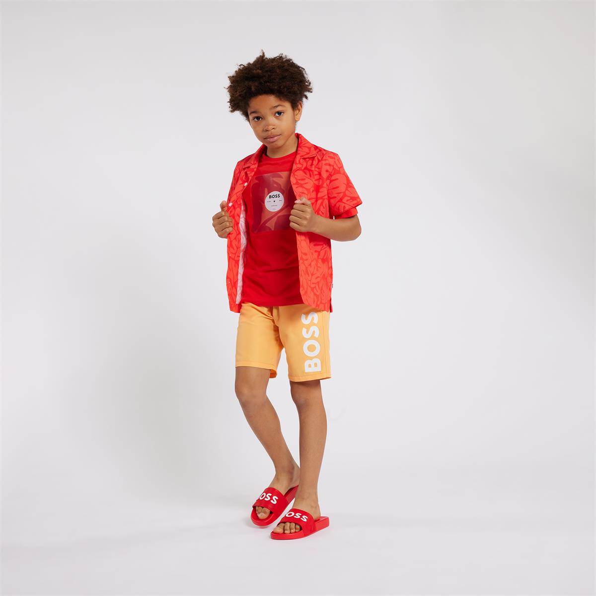 Boys Orange Cotton Shirt