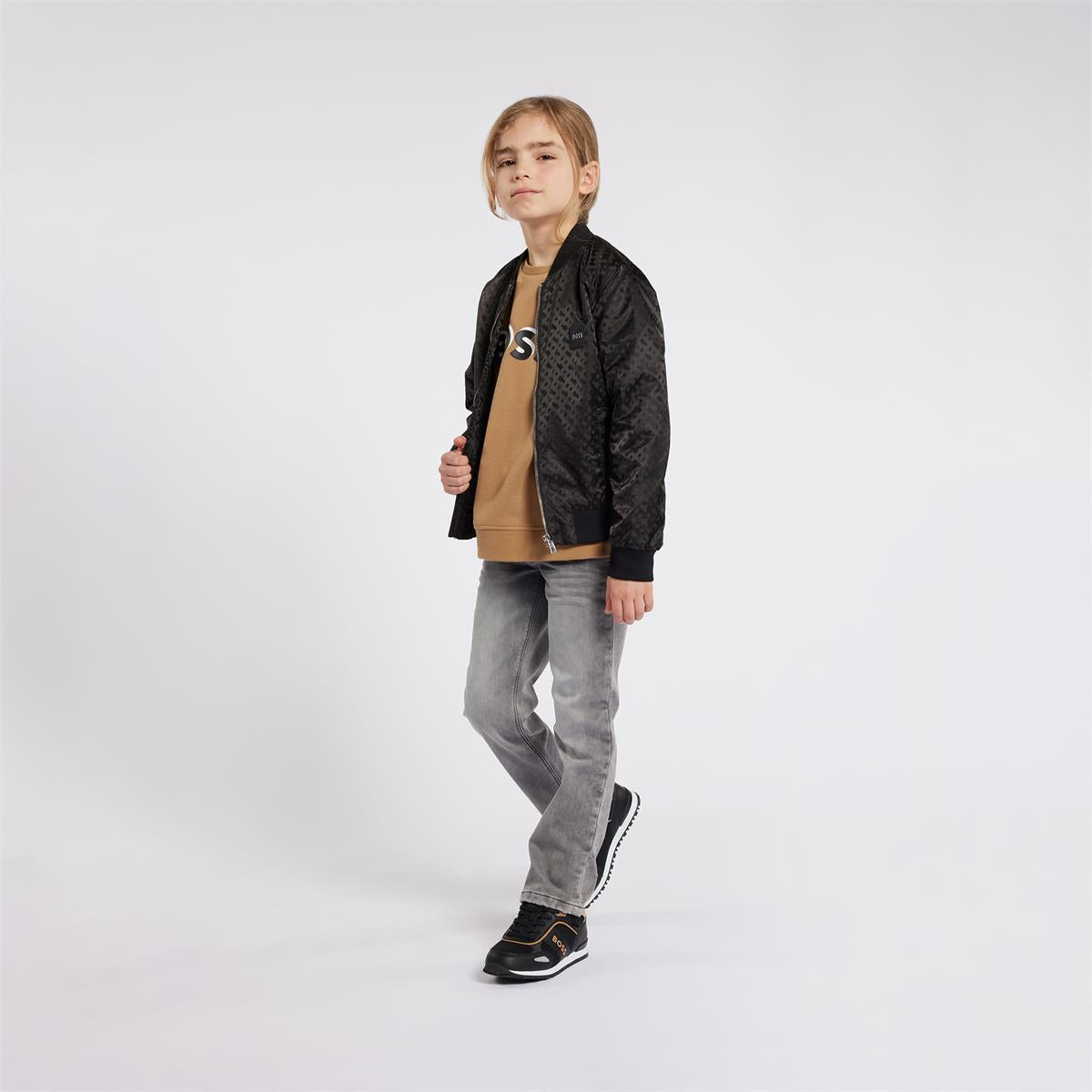 Boys Black Zip-Up Jacket