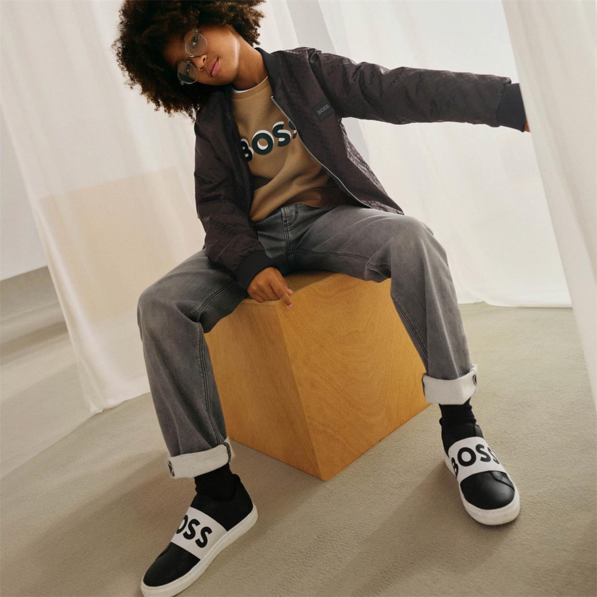 Boys Black Zip-Up Jacket