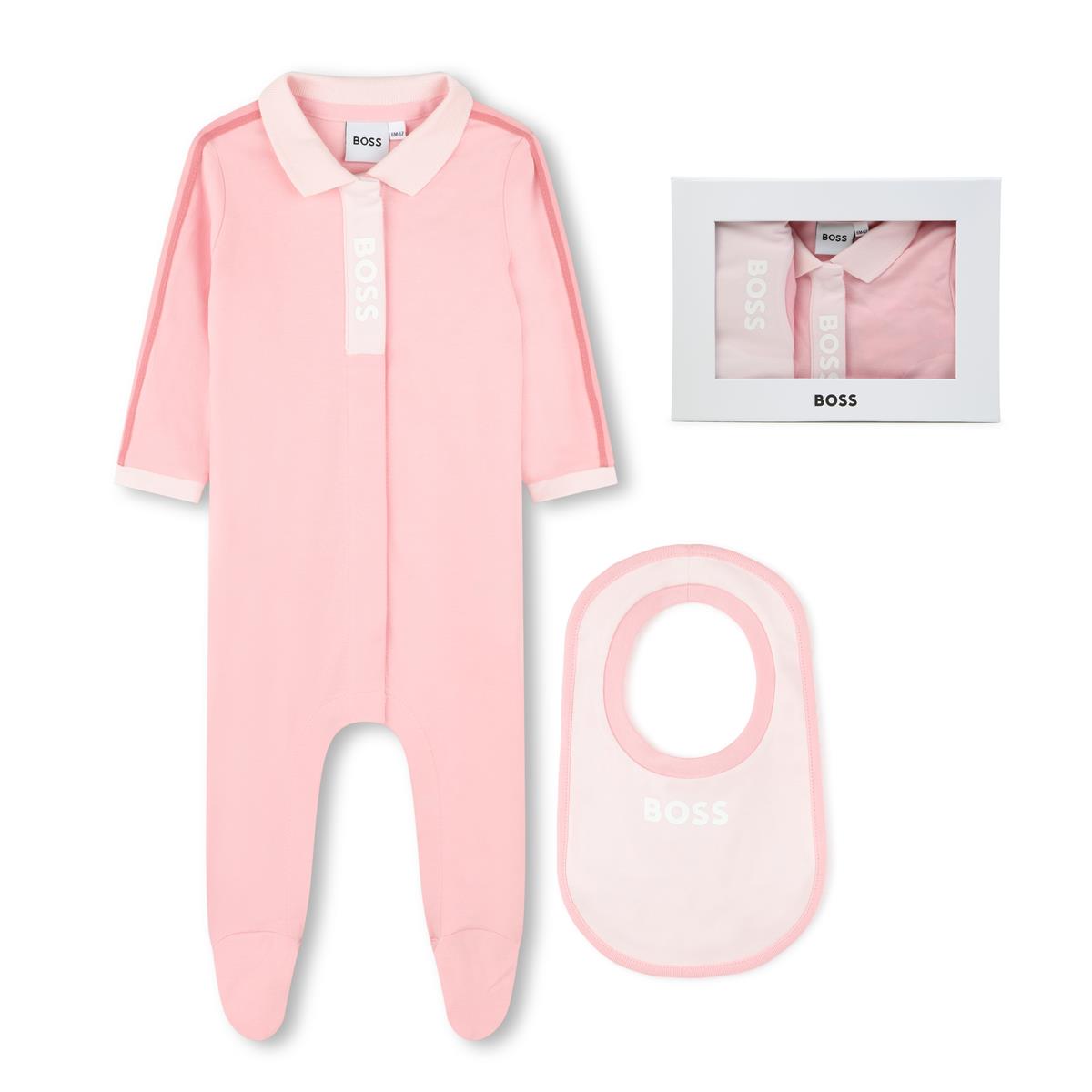Baby Girls Pink Cotton Babysuit Set
