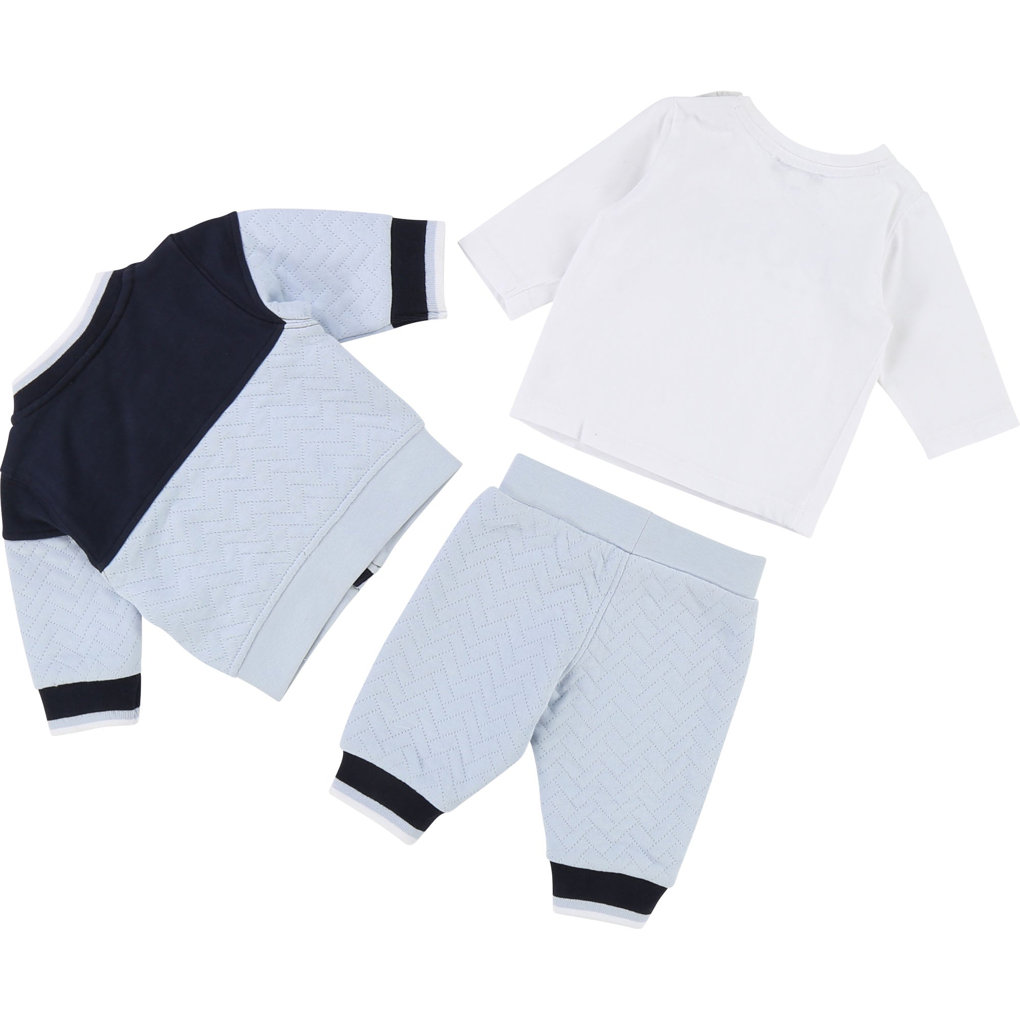 Baby Boys White & Light Blue Cotton Sets