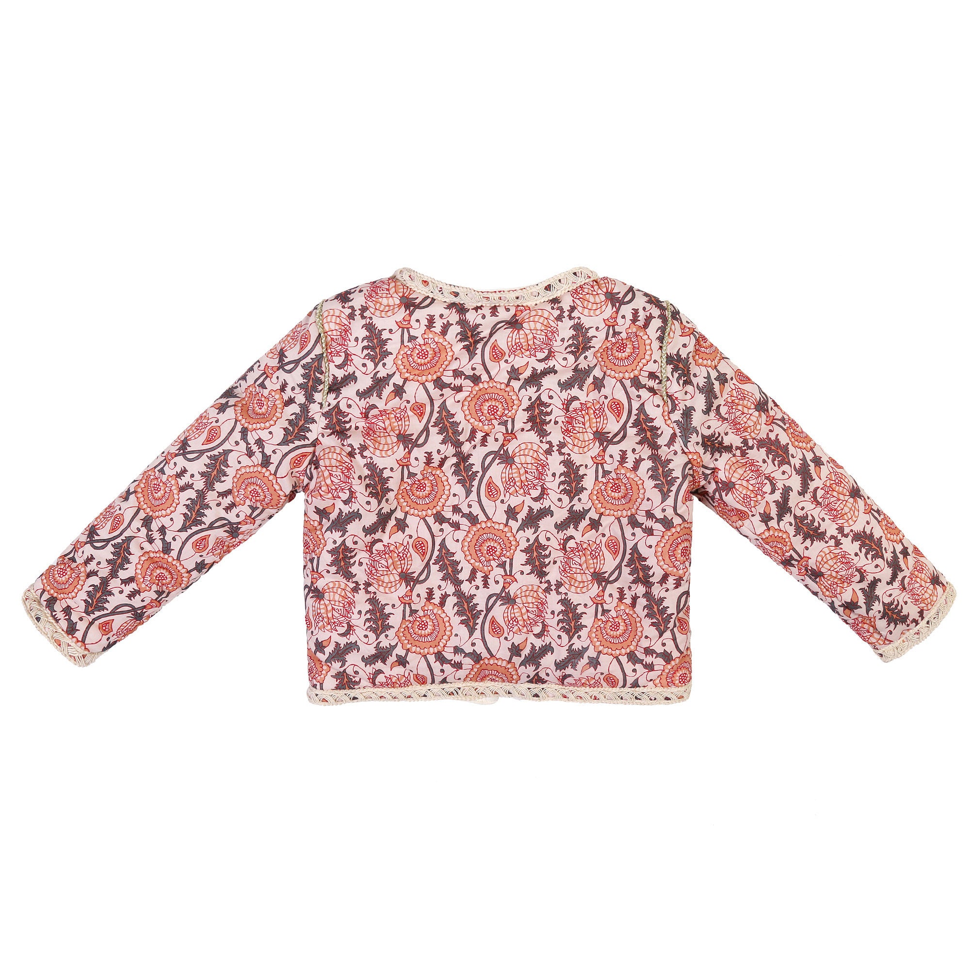 Girls Pink Flower Printed Trims Cotton 'Checjka' Jacket - CÉMAROSE | Children's Fashion Store - 8
