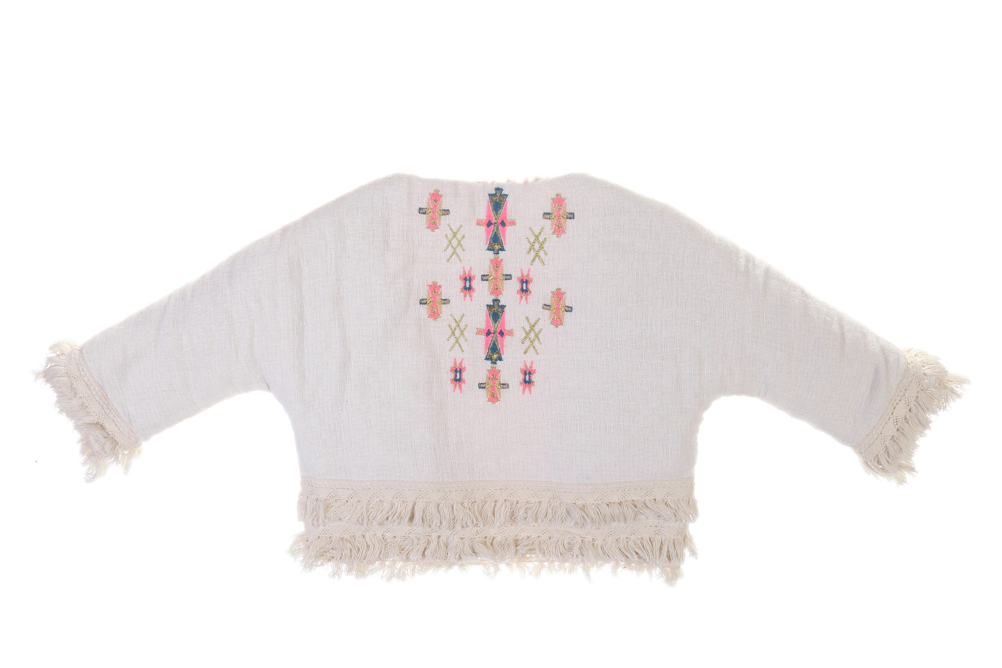 Girls Beige Flower Printed Trims Cotton 'Yana' Jacket - CÉMAROSE | Children's Fashion Store - 3