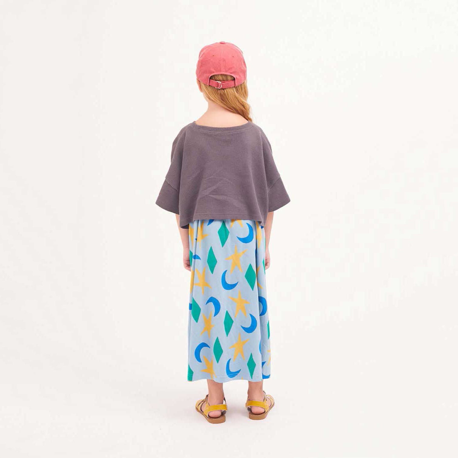 Girls Blue Printed Strap Dress