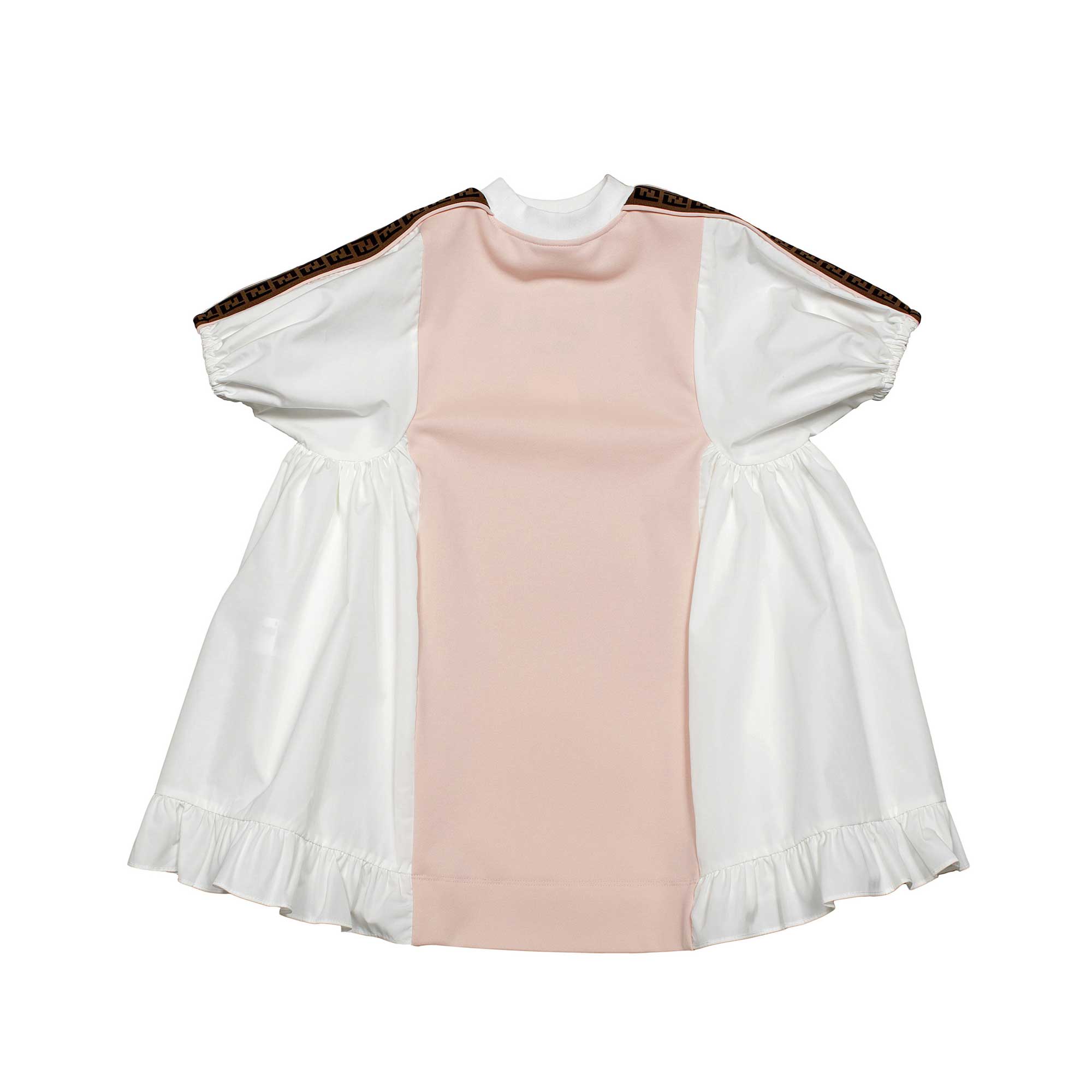 Girls White & Pink Logo Cotton Dress
