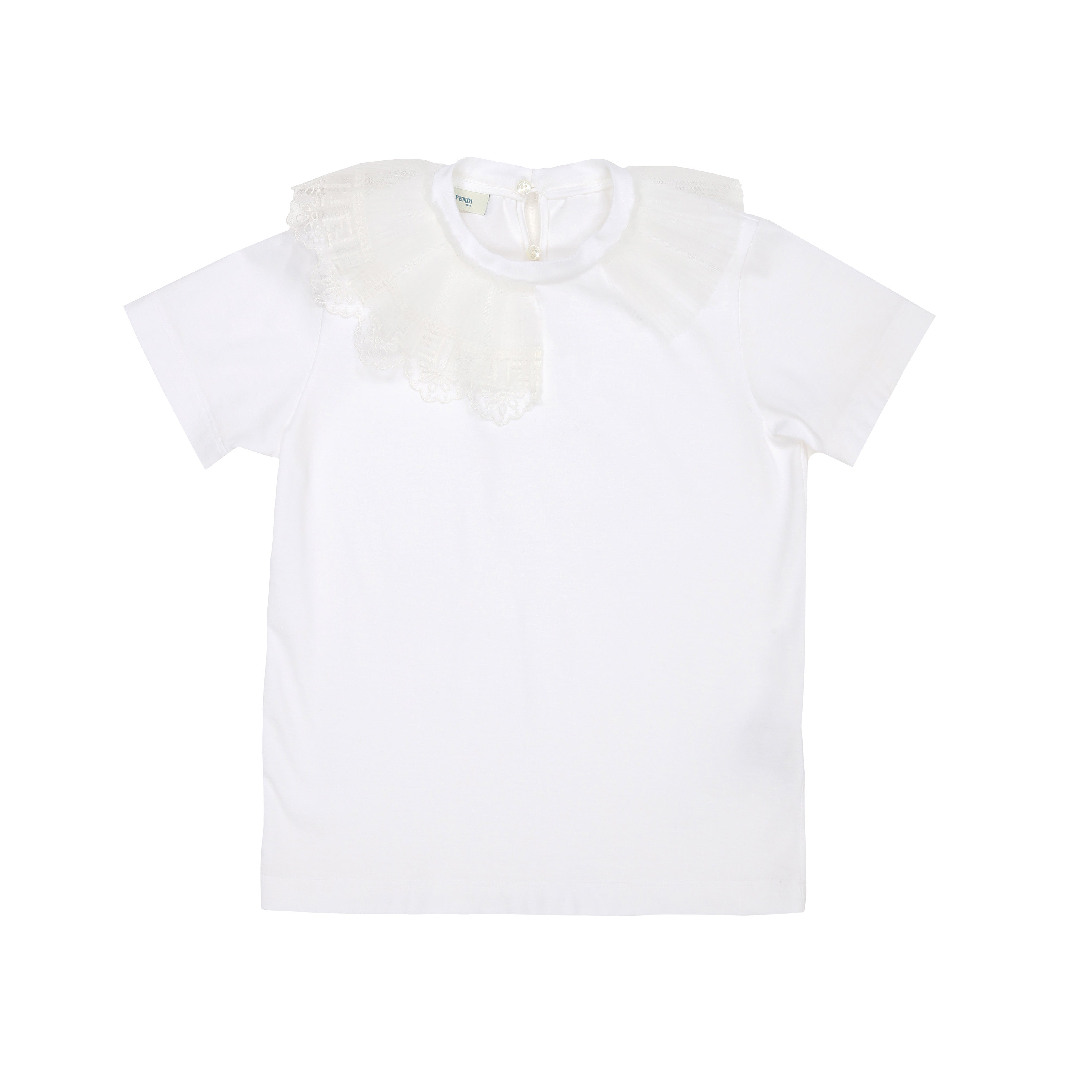 Girls White Cotton T-Shirt