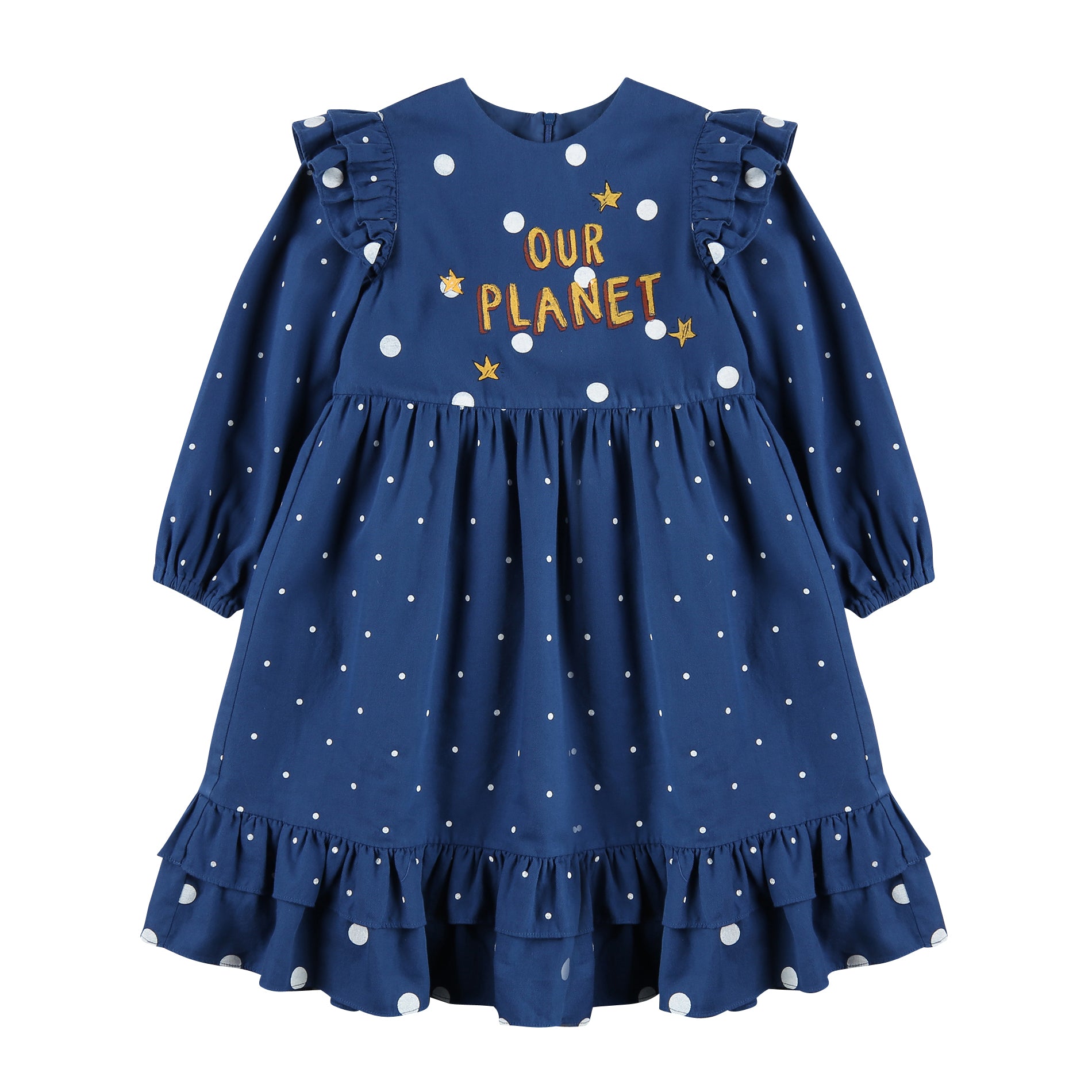 Girls Blue Dots Cotton Dress