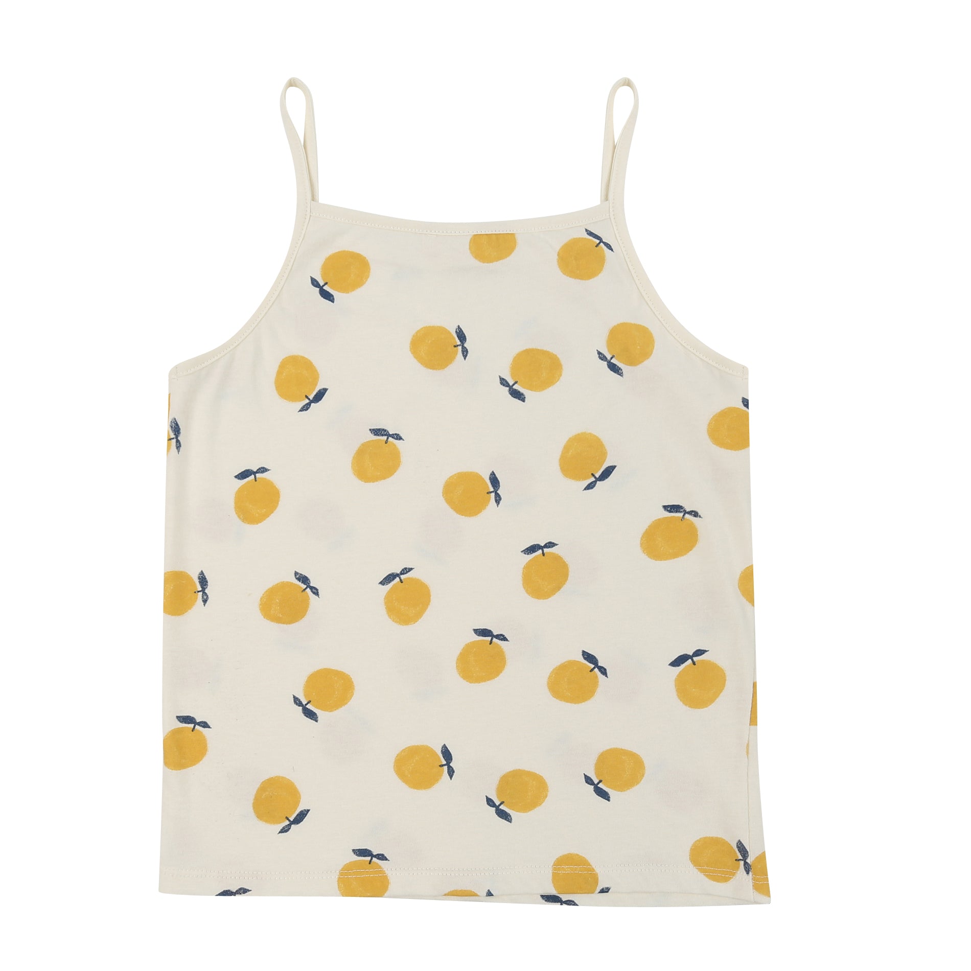 Girls White Orange Cotton Tank Top