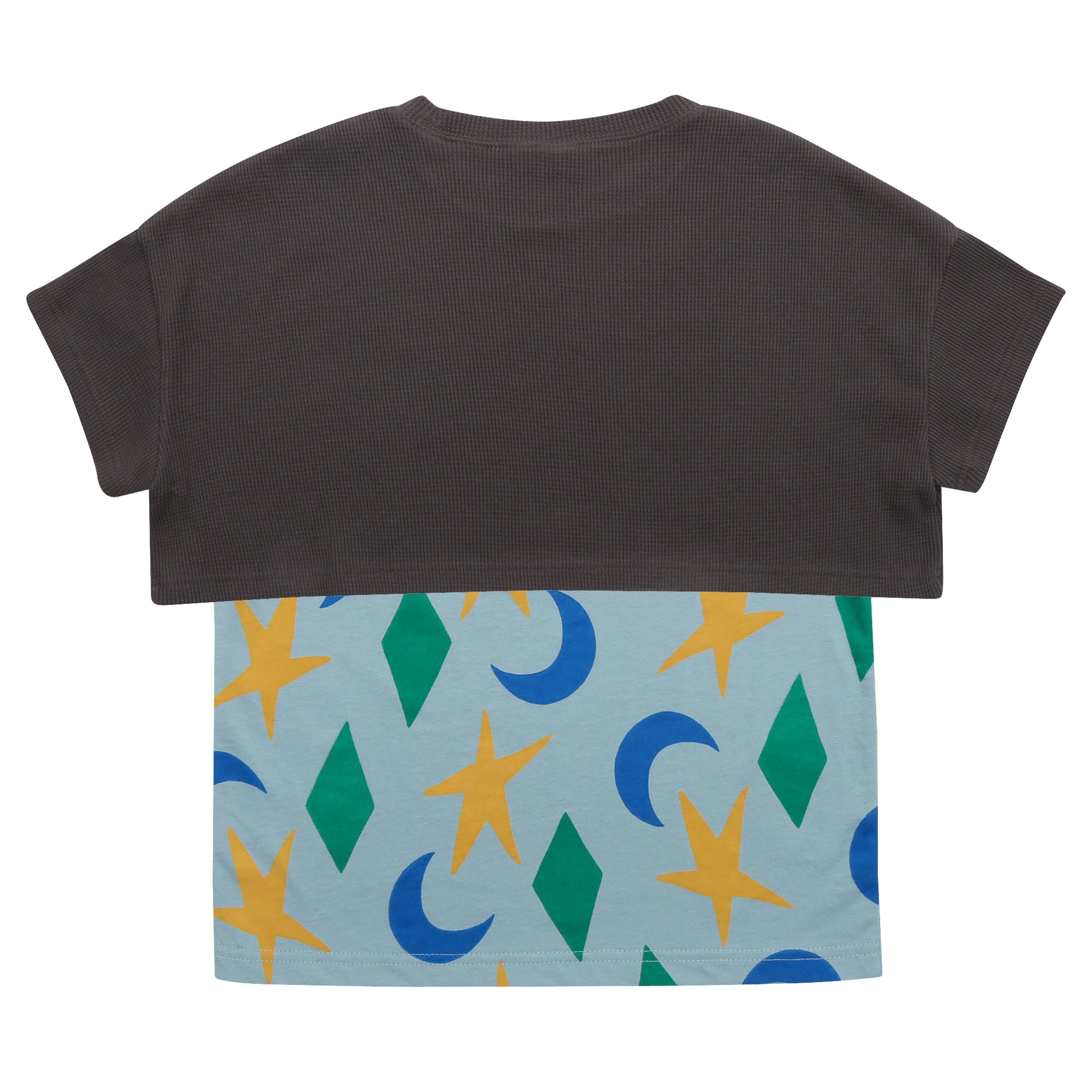 Girls Dark Grey Printed Cotton T-Shirt Set