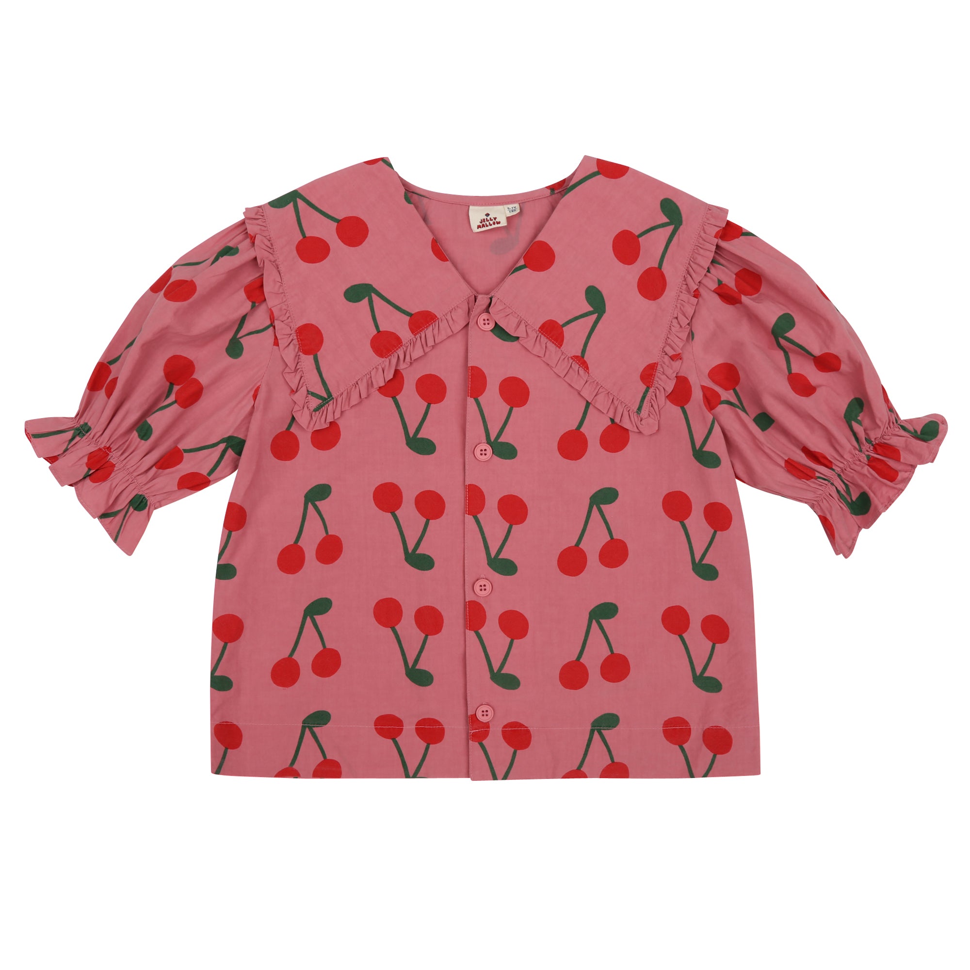 Girls Pink Printed Cotton Shirt