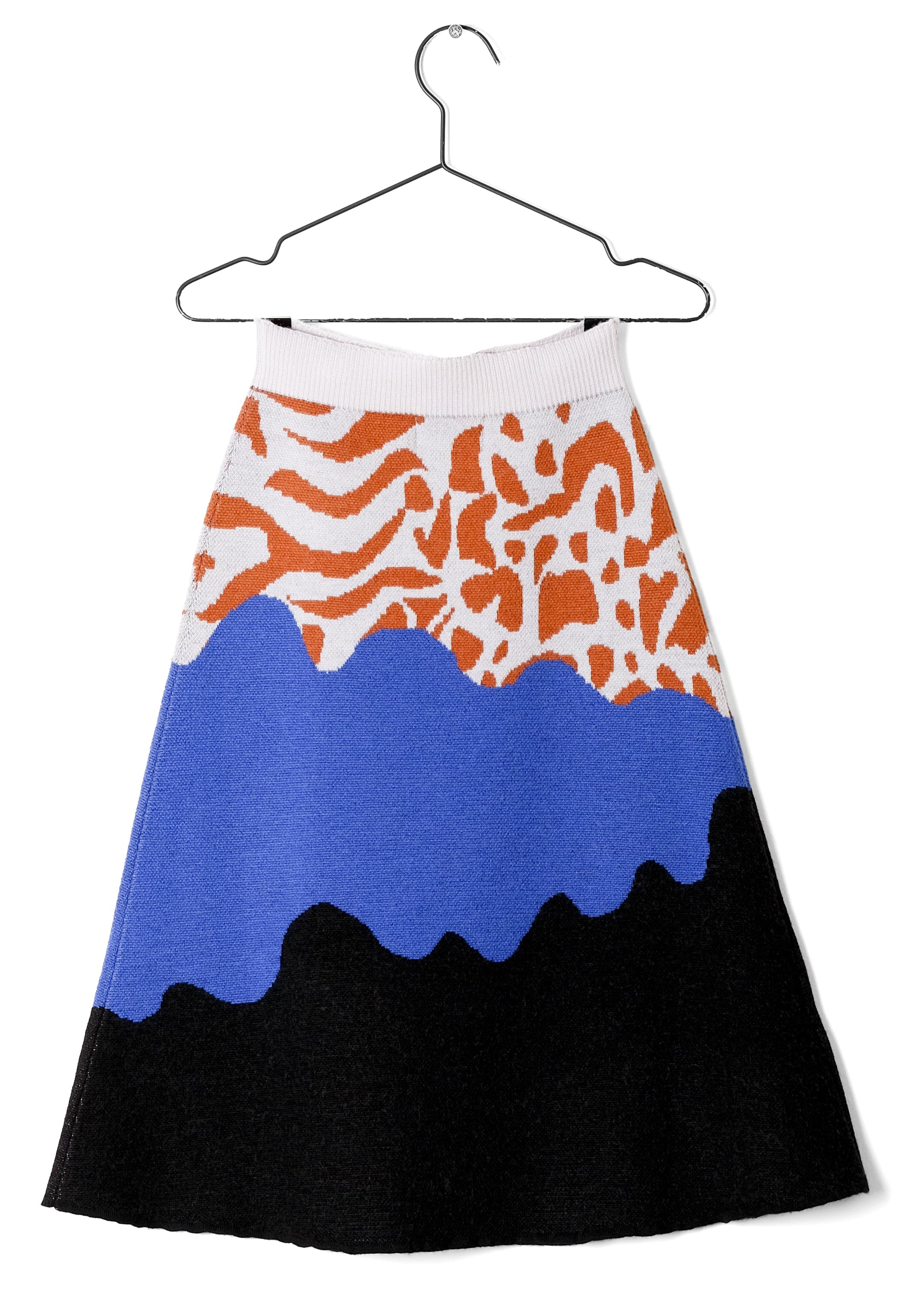 Girls Blue & Black Wool Knitted Skirt