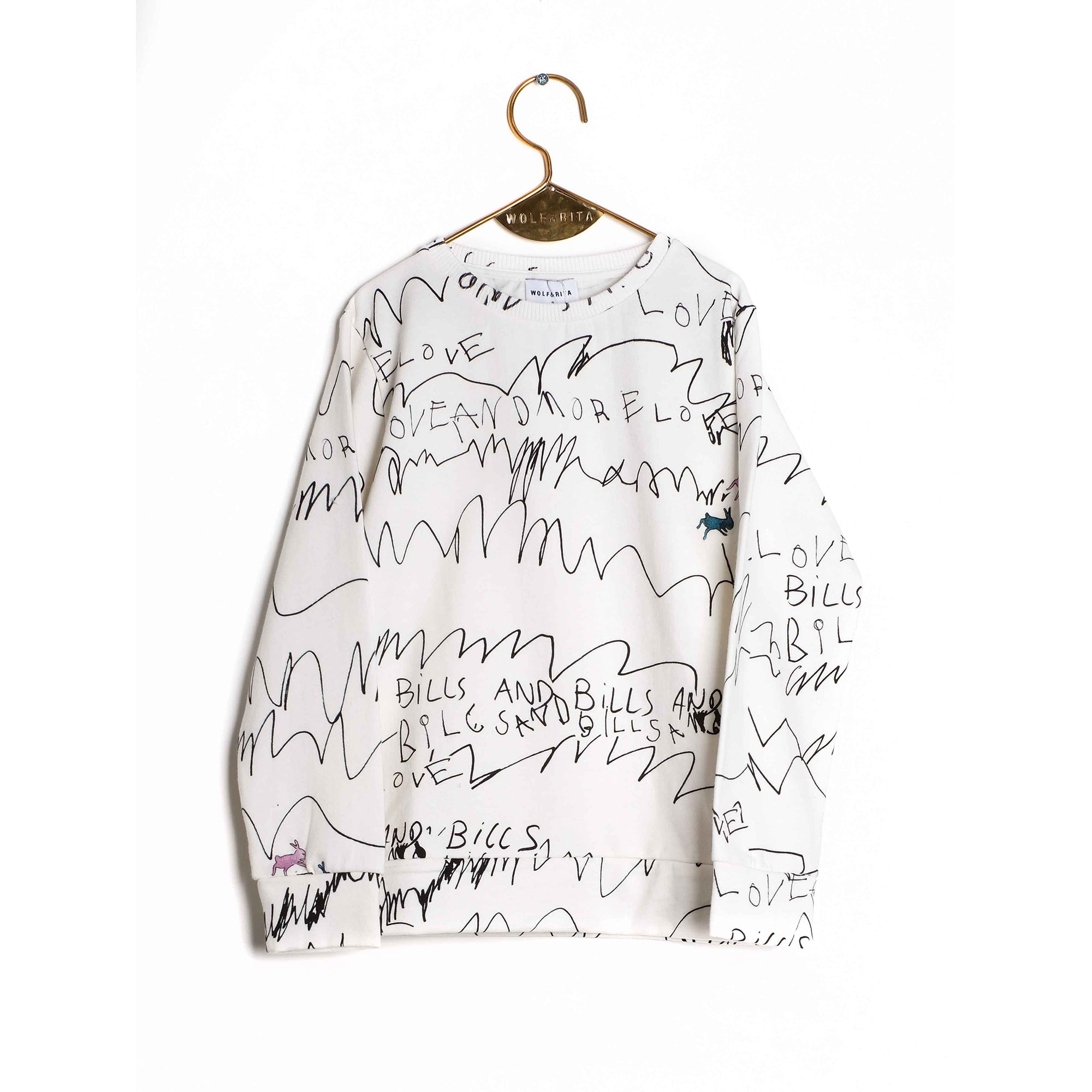 Girls White Printed Cotton Jumper