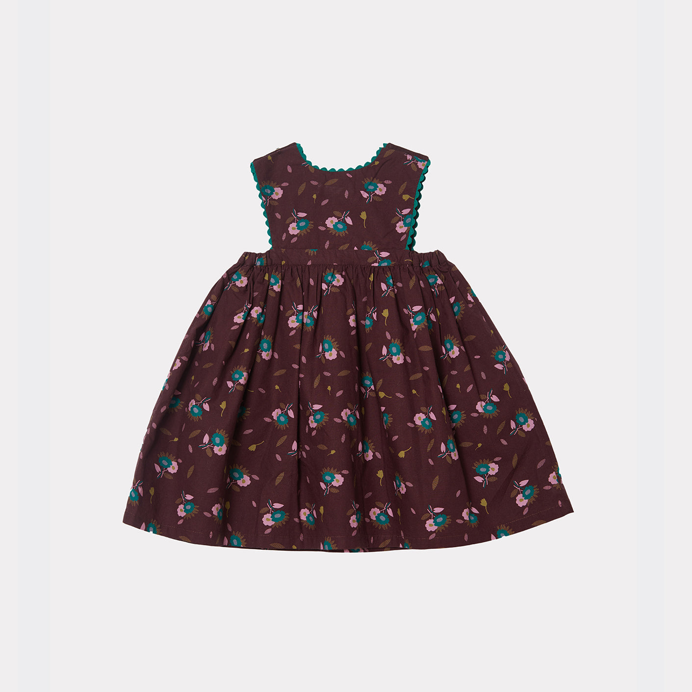 Baby Girls Brown Printed Cotton Dress
