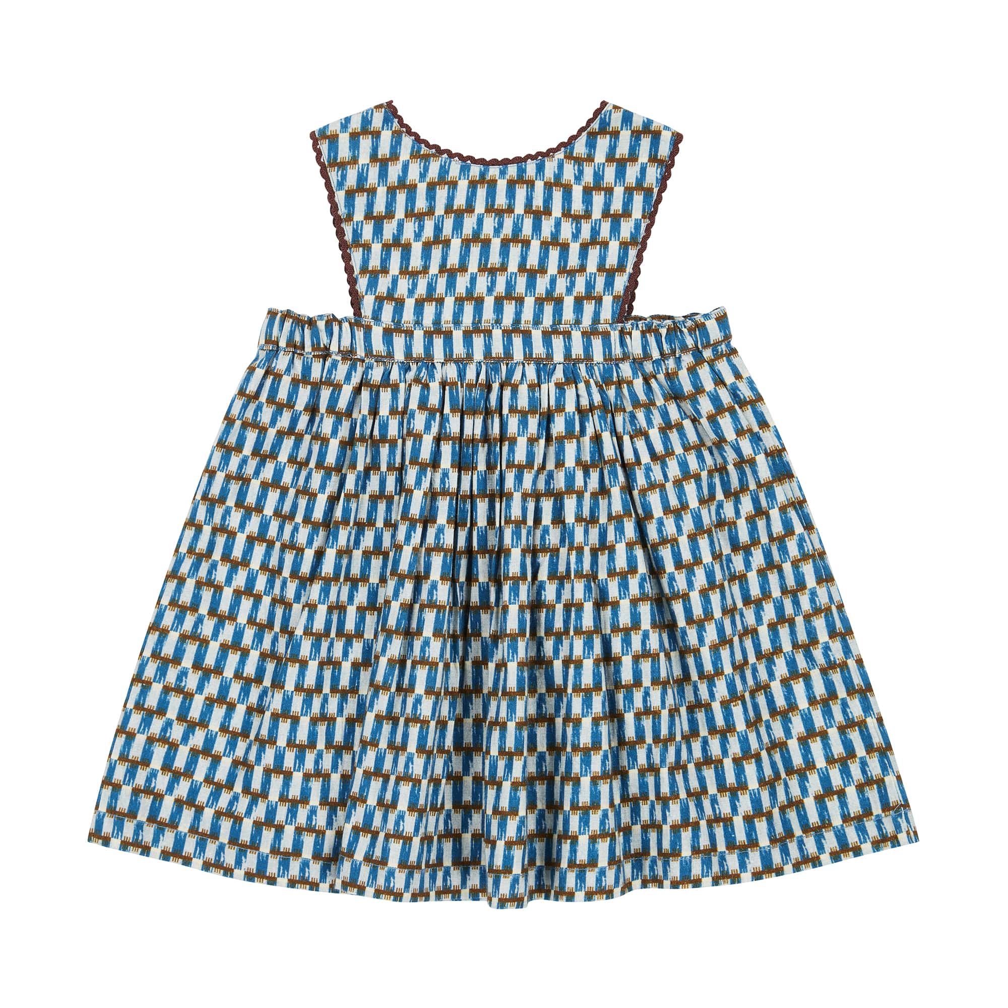 Baby Girls Blue Printed Cotton Dress