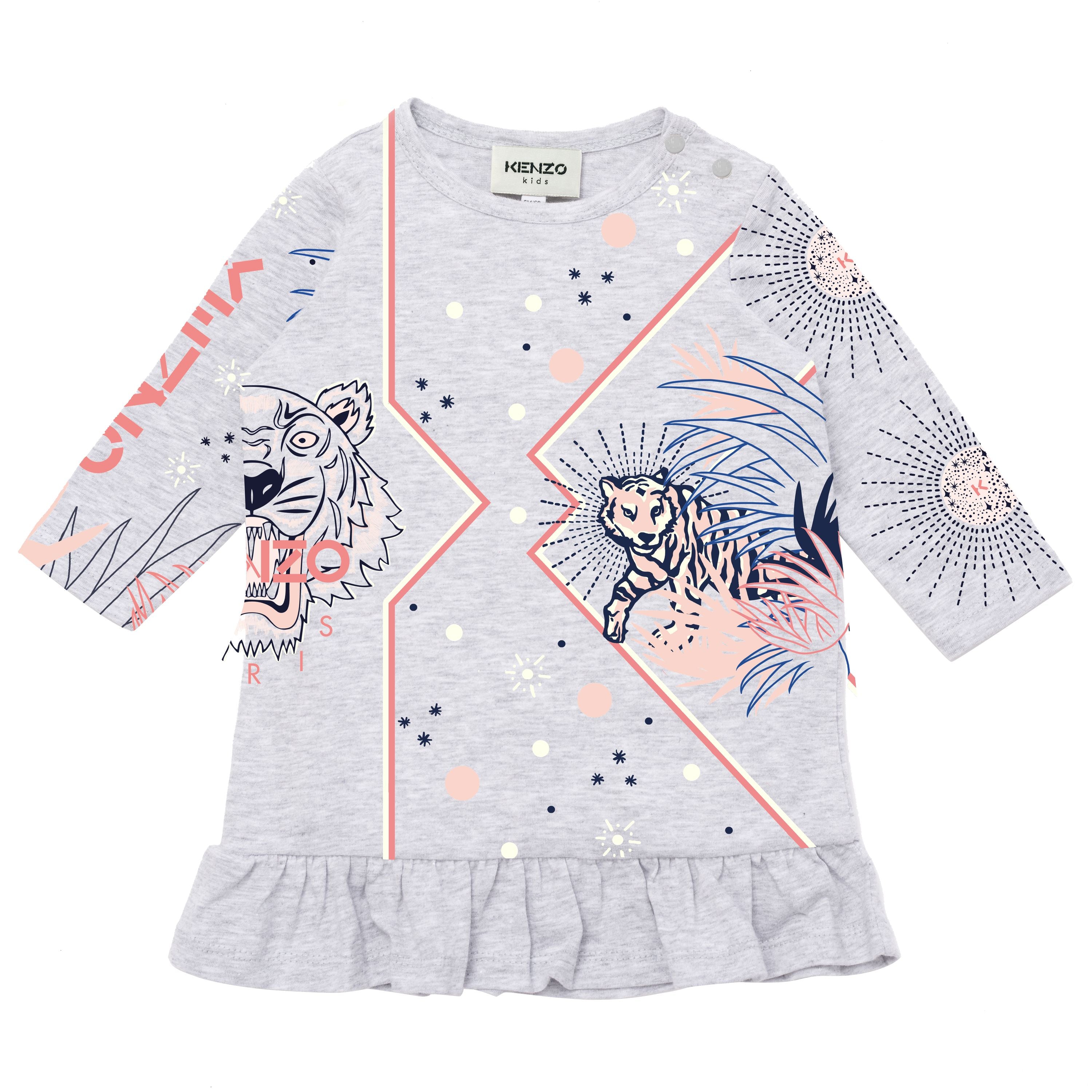 Baby Girls Grey Logo Cotton Dress
