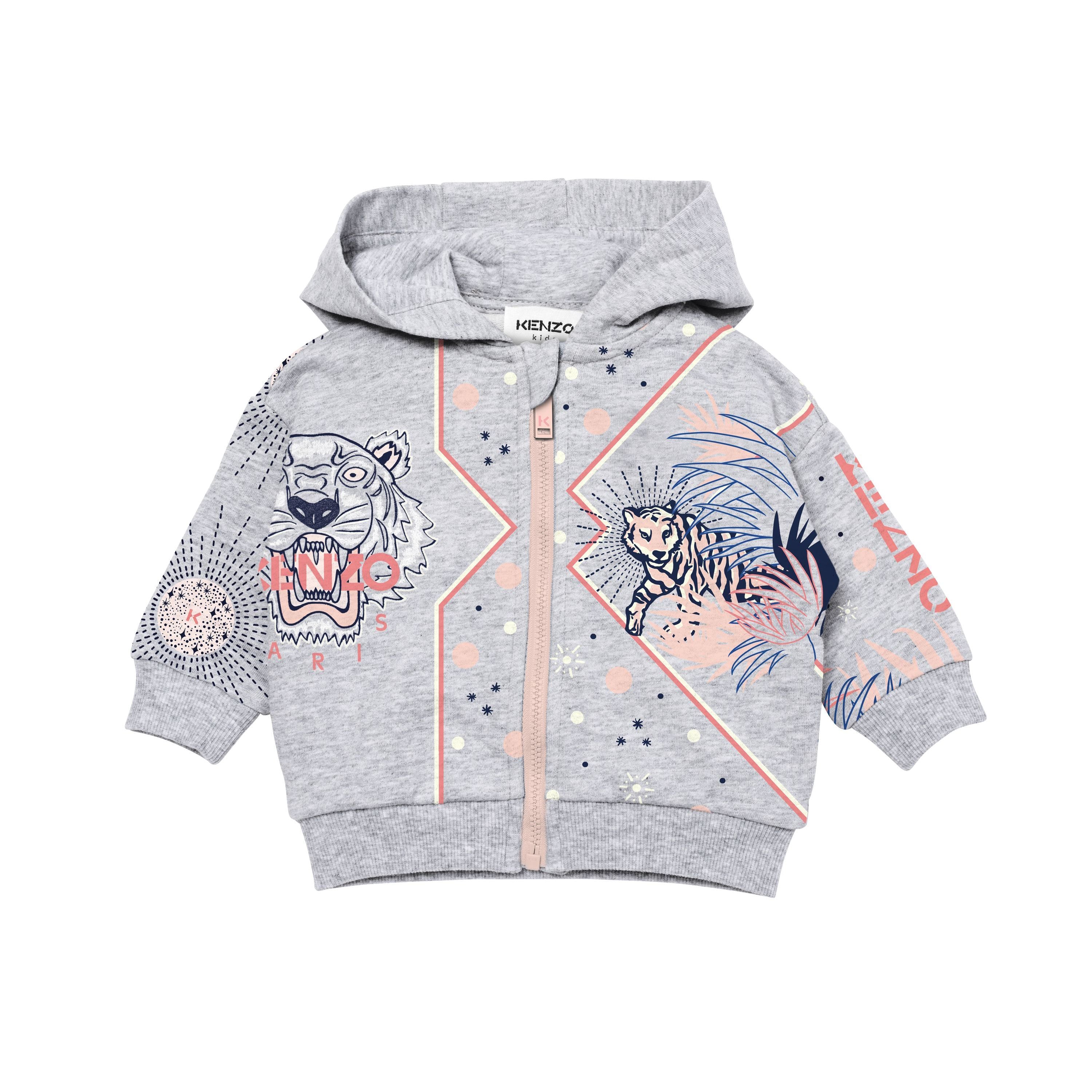 Baby Girls Grey Printing Zip-Up Top