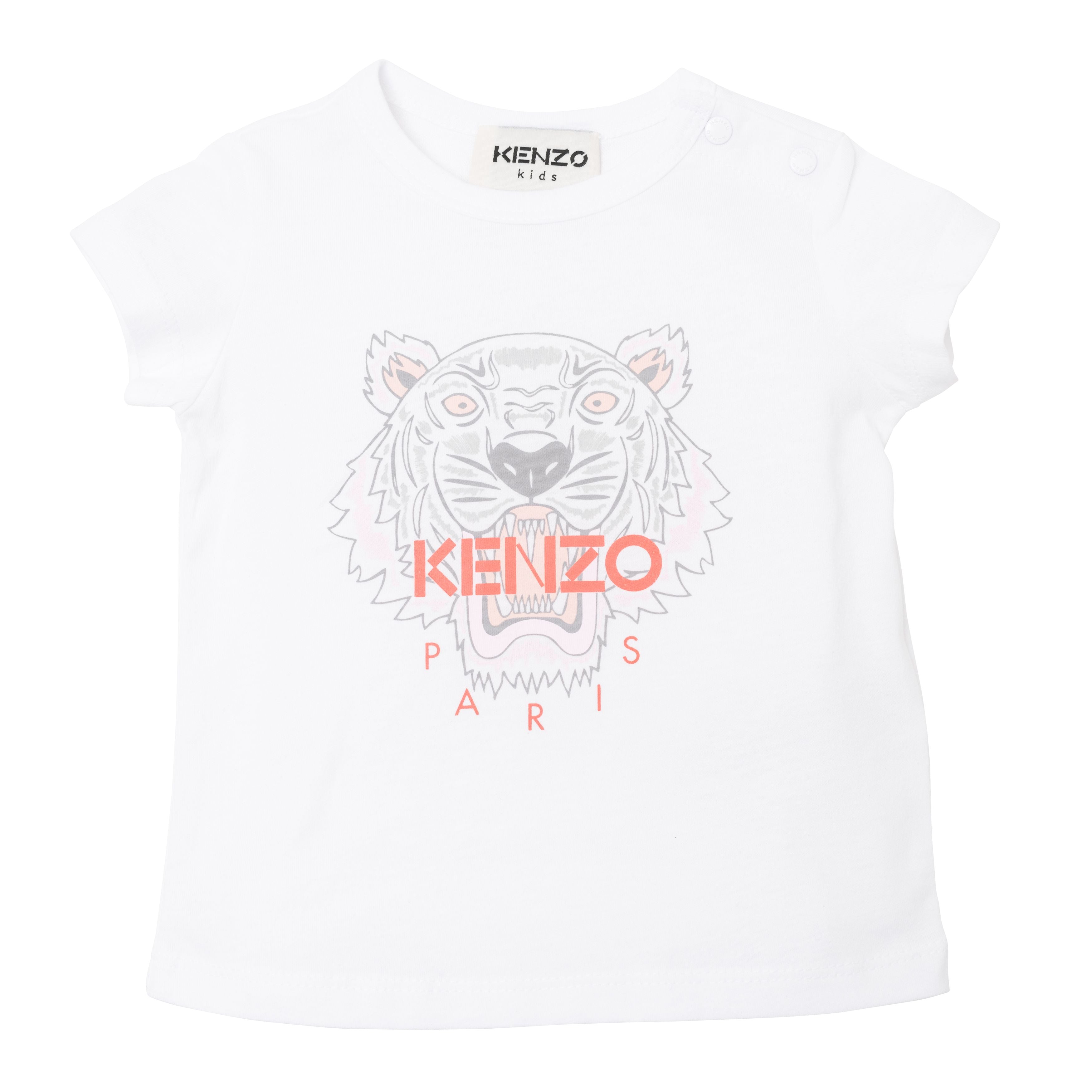 Baby Girls White Tiger Cotton T-Shirt