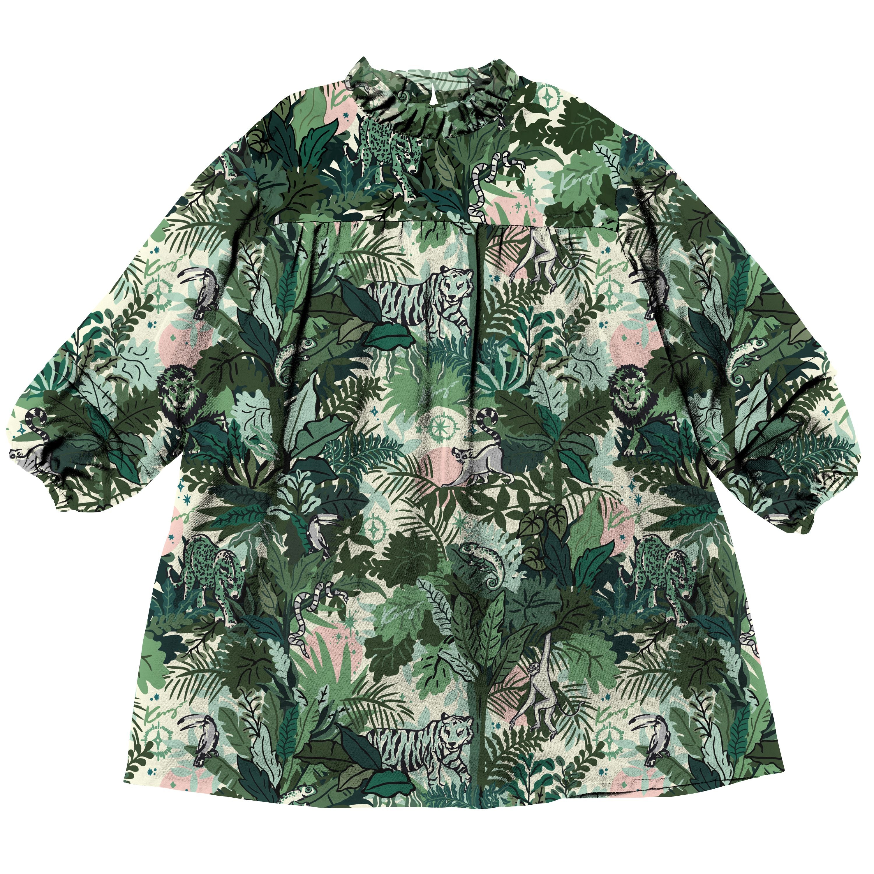 Girls Green Printing Dress