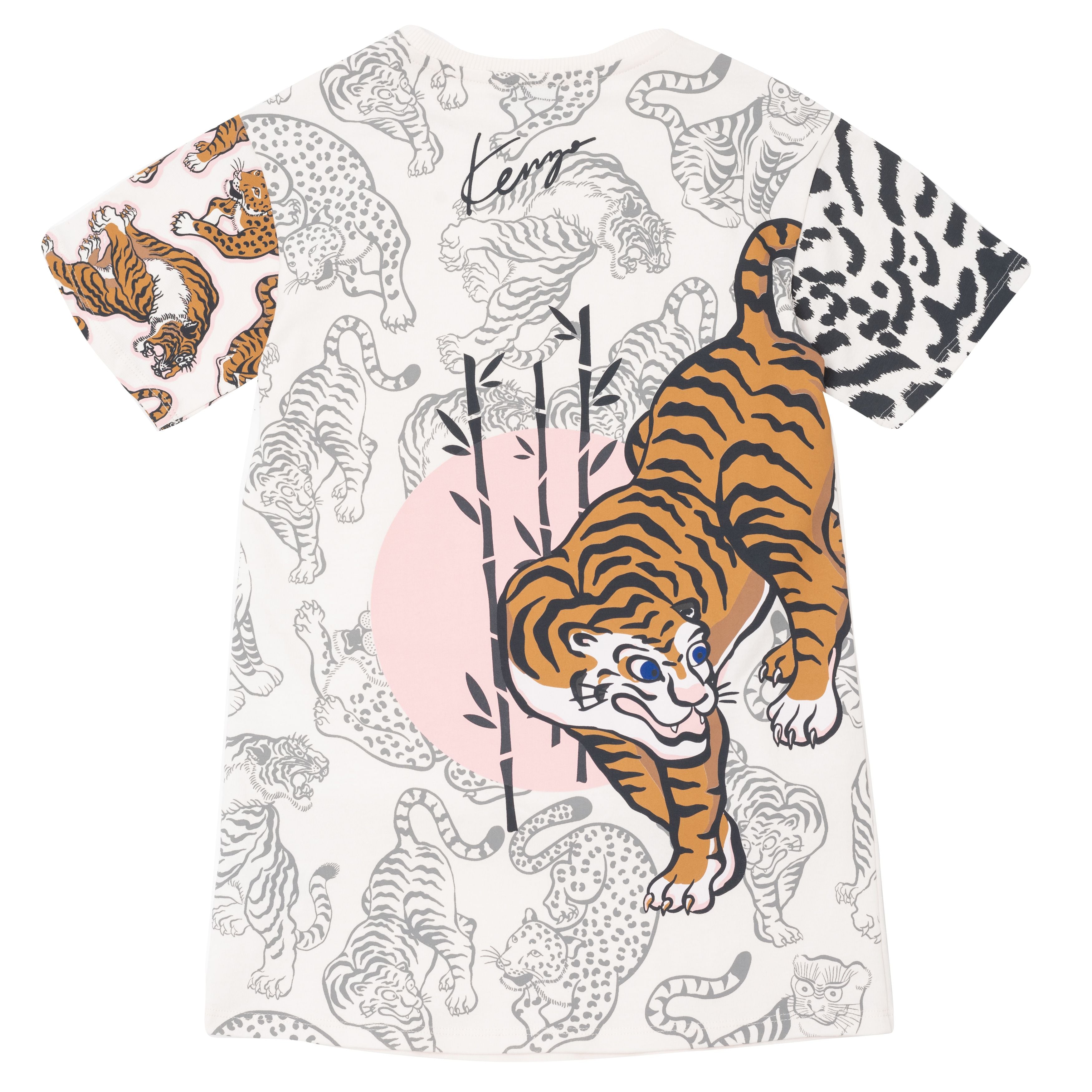 Girls White Tiger Cotton Dress