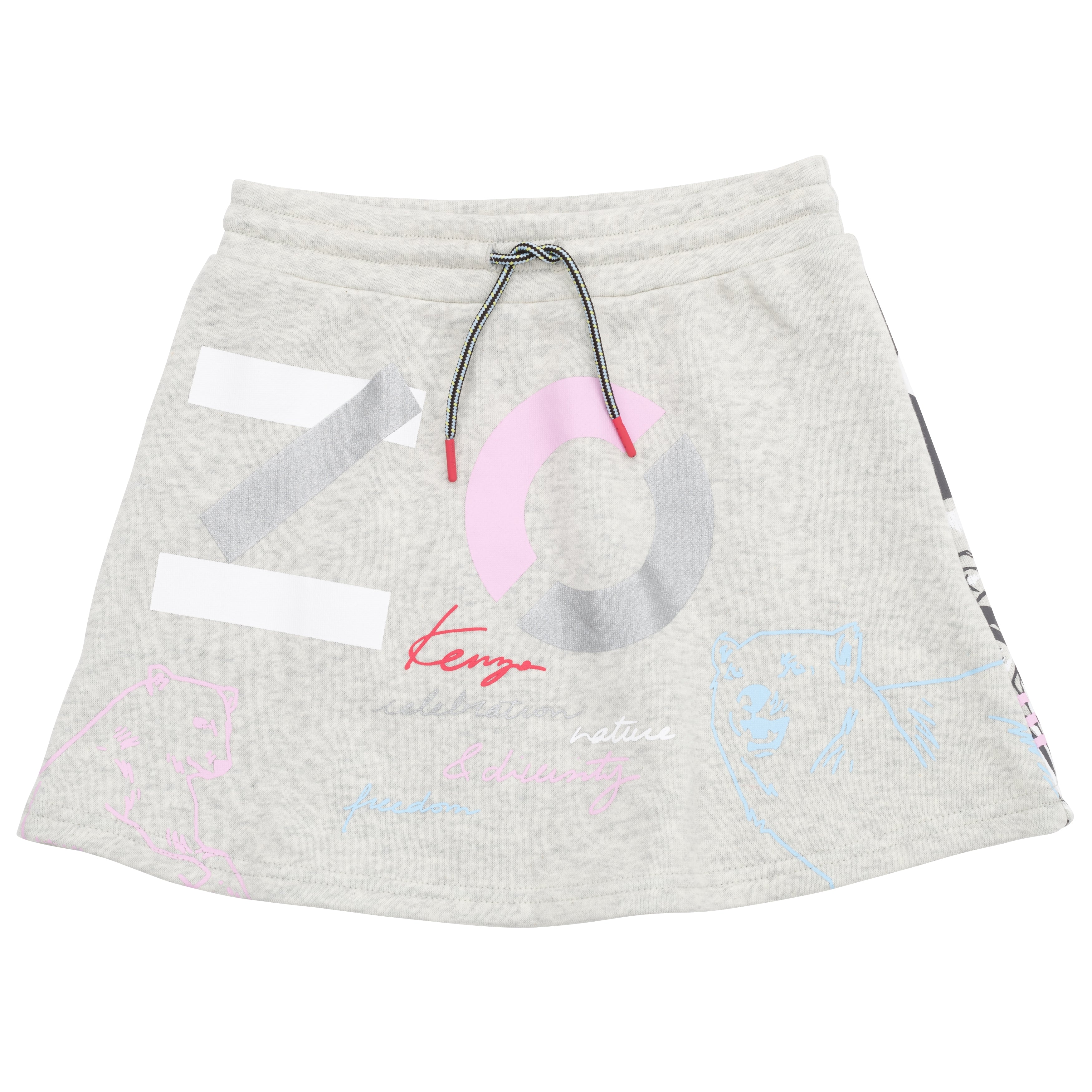 Girls Beige Logo Cotton Skirt