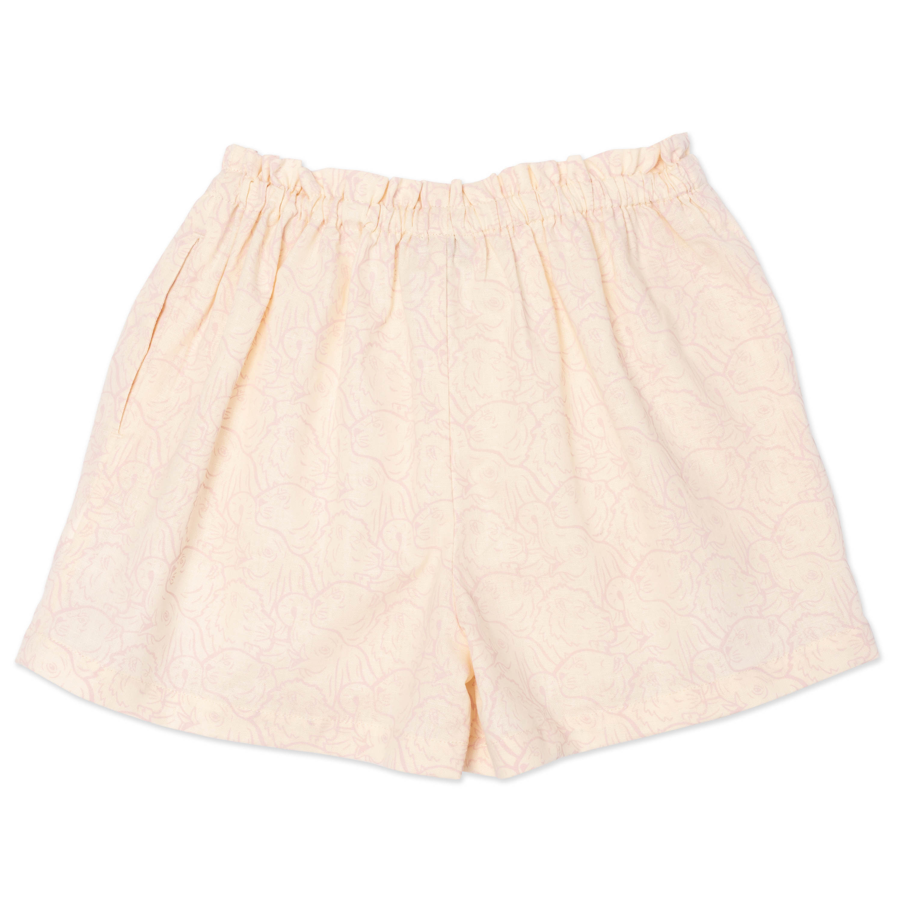 Girls Light Pink Printing Cotton Shorts