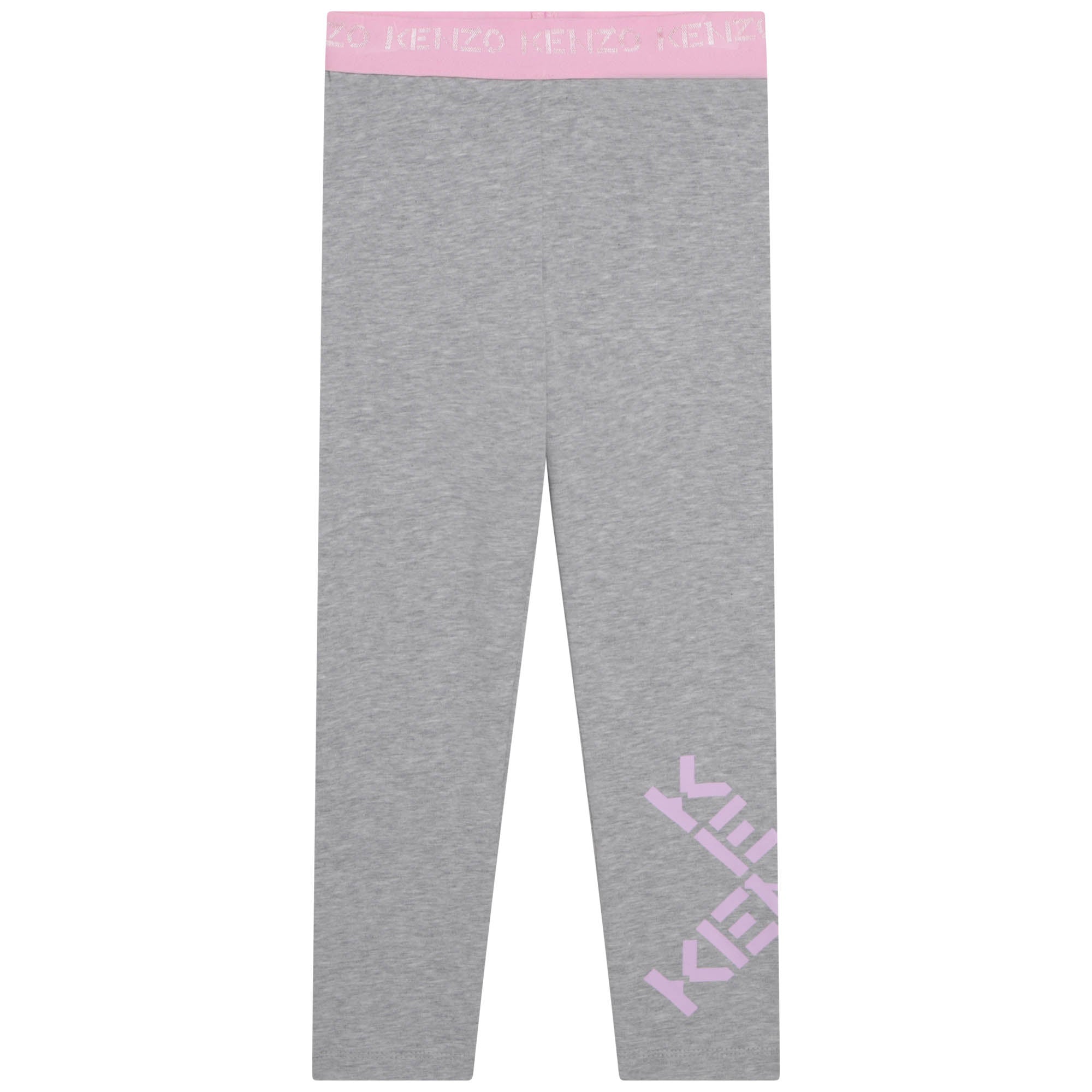 Girls Grey Logo Cotton Leggings
