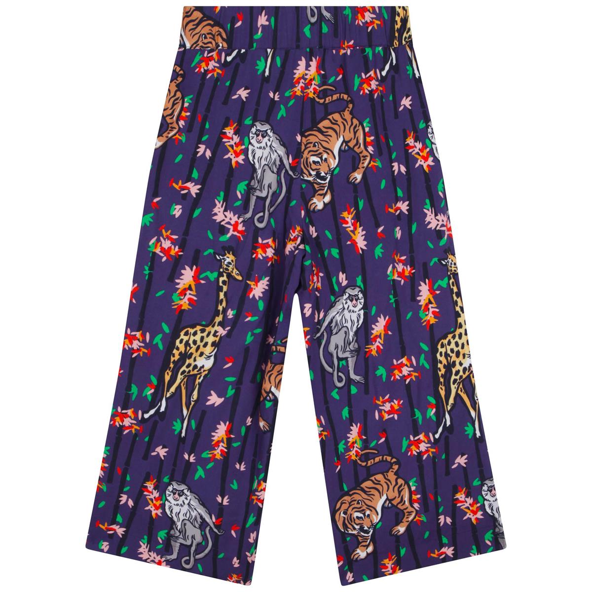 Girls Blue Printed Trousers