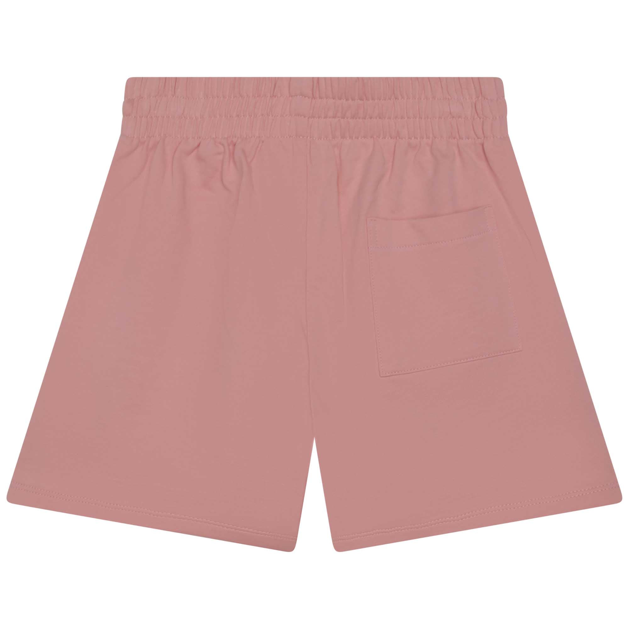 Girls Pink Logo Cotton Shorts