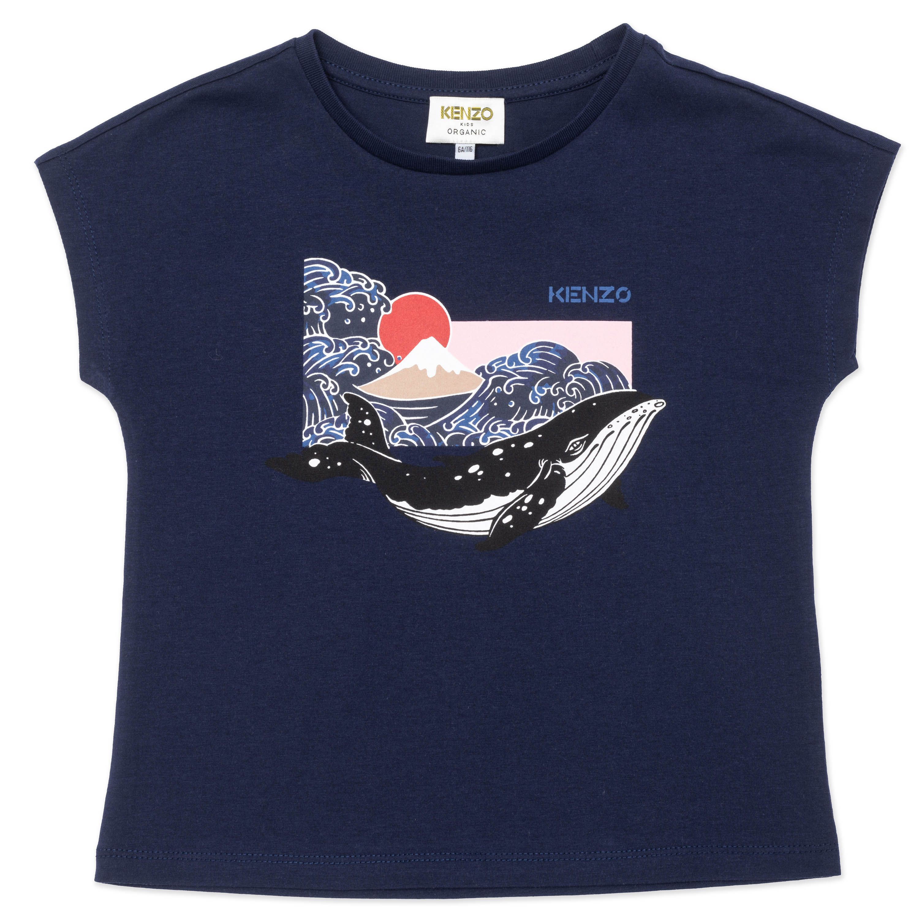 Girls Navy Printing Cotton T-Shirt