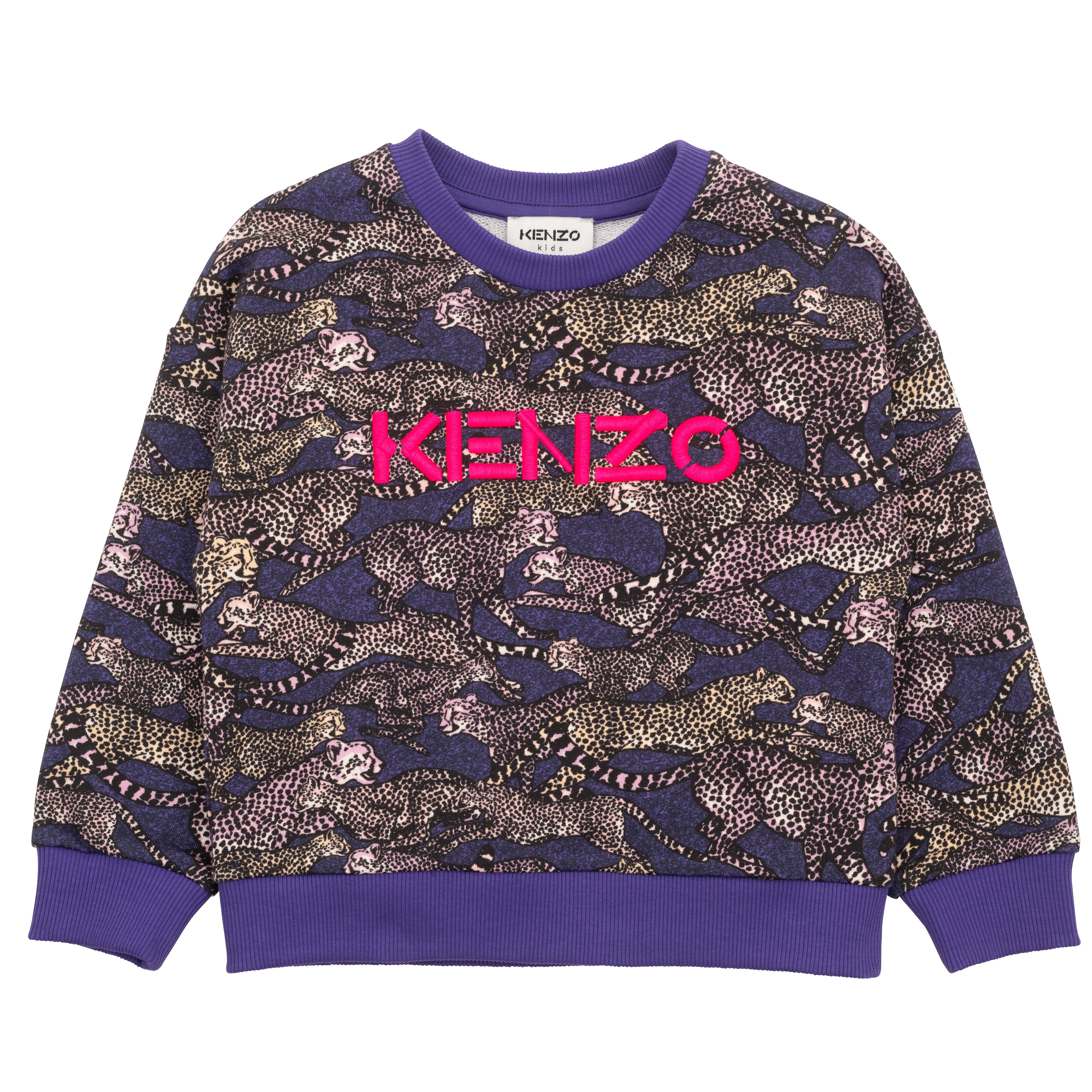 Girls Purple Printed Cotton Sweatshirt