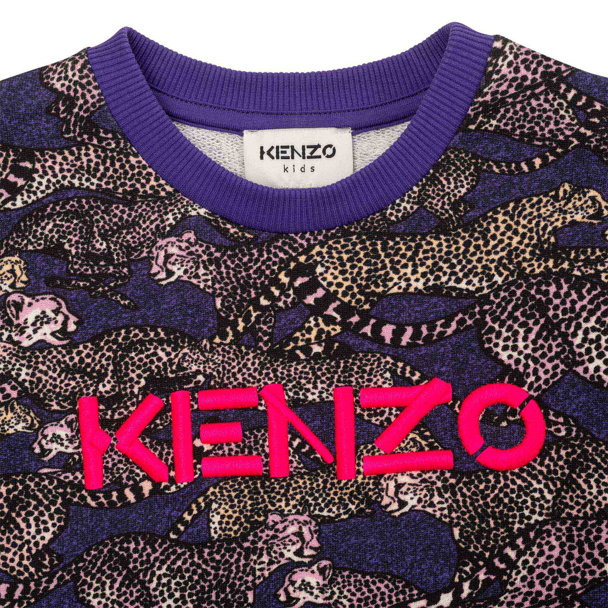 Girls Purple Printed Cotton Sweatshirt