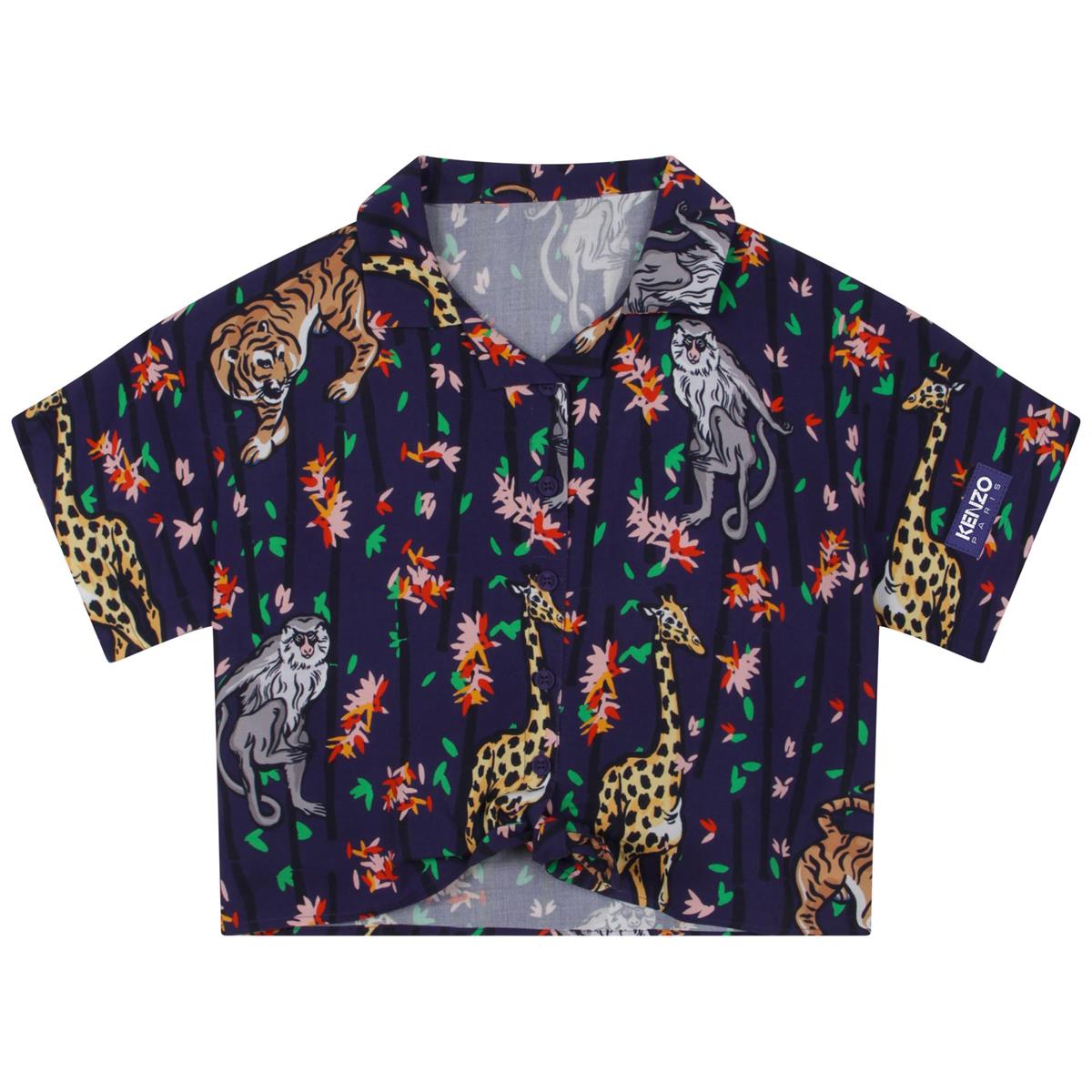 Girls Blue Printed Shirt