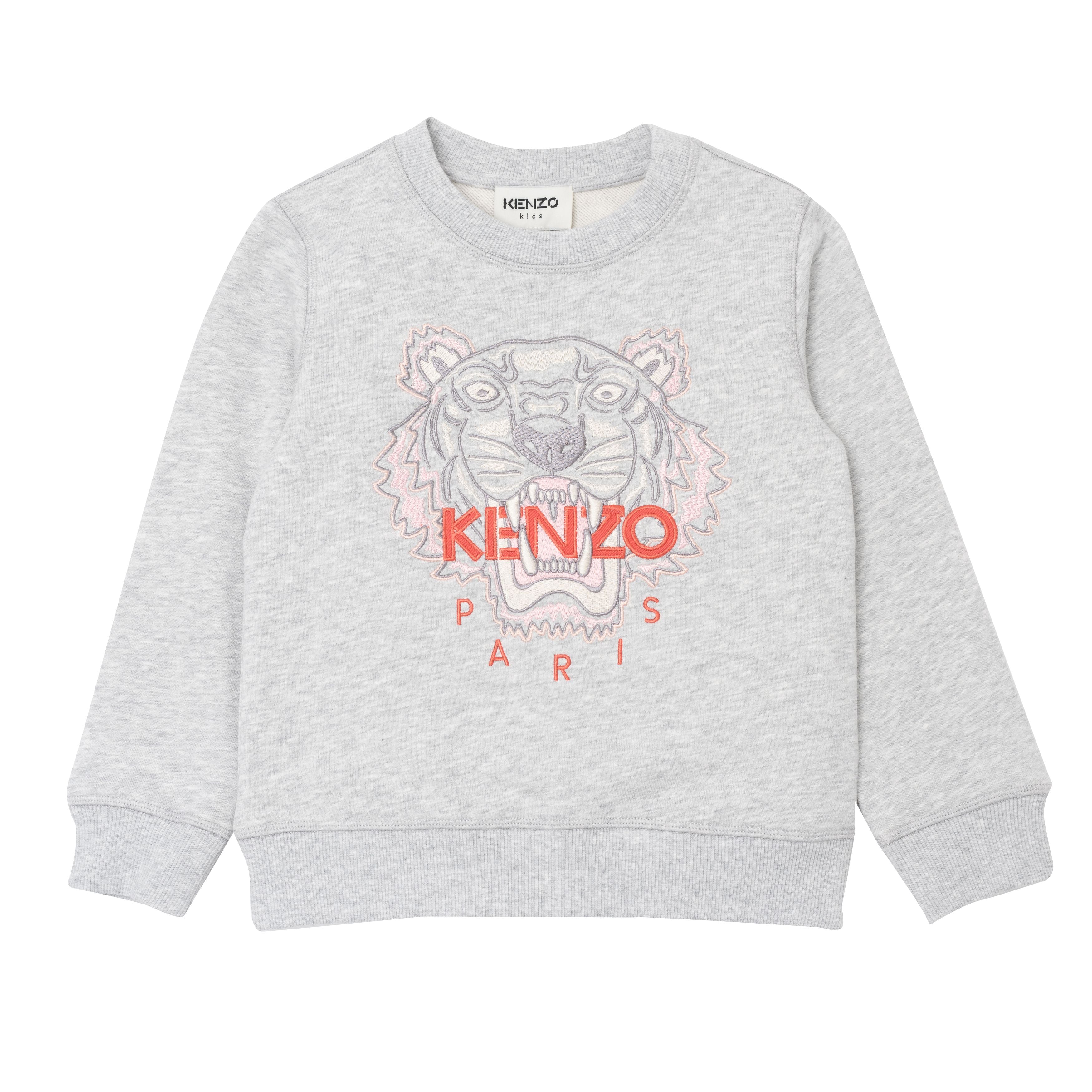 Girls Grey Tiger Cotton Sweatshirt