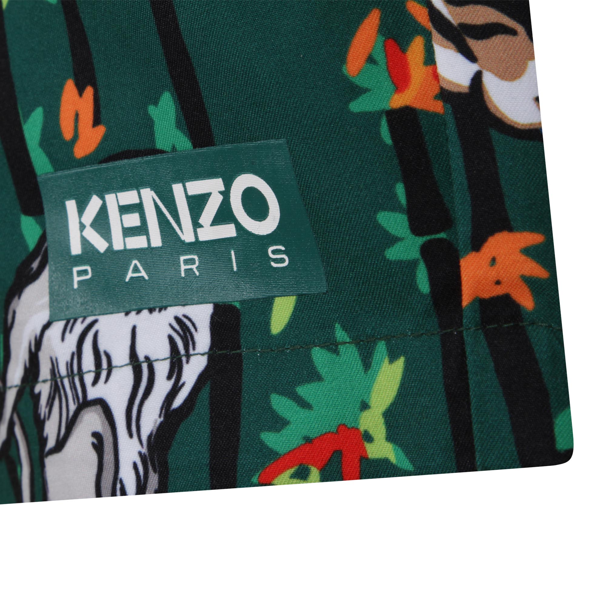 Boys Green Printed Swim Shorts