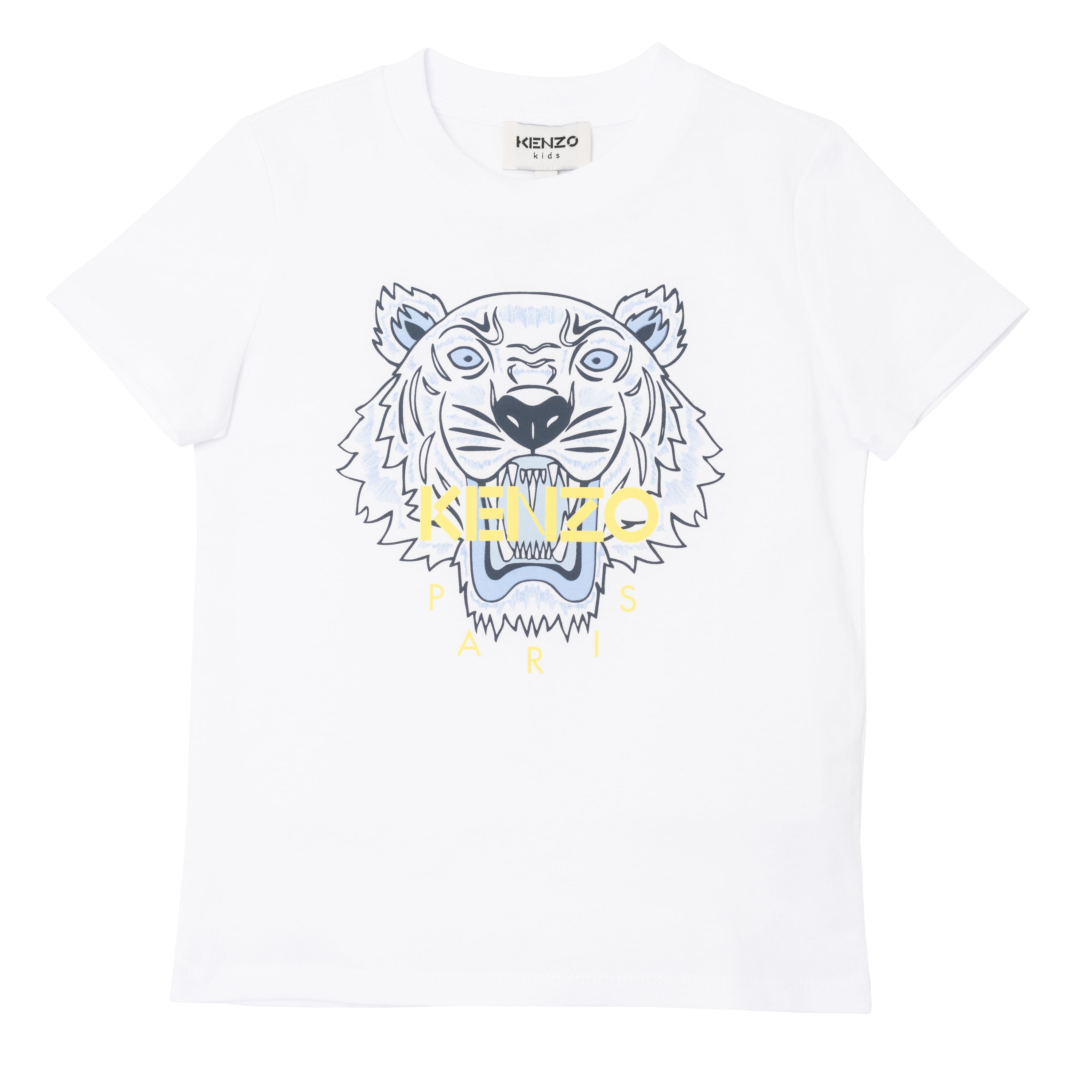 Boys White Tiger Cotton T-Shirt