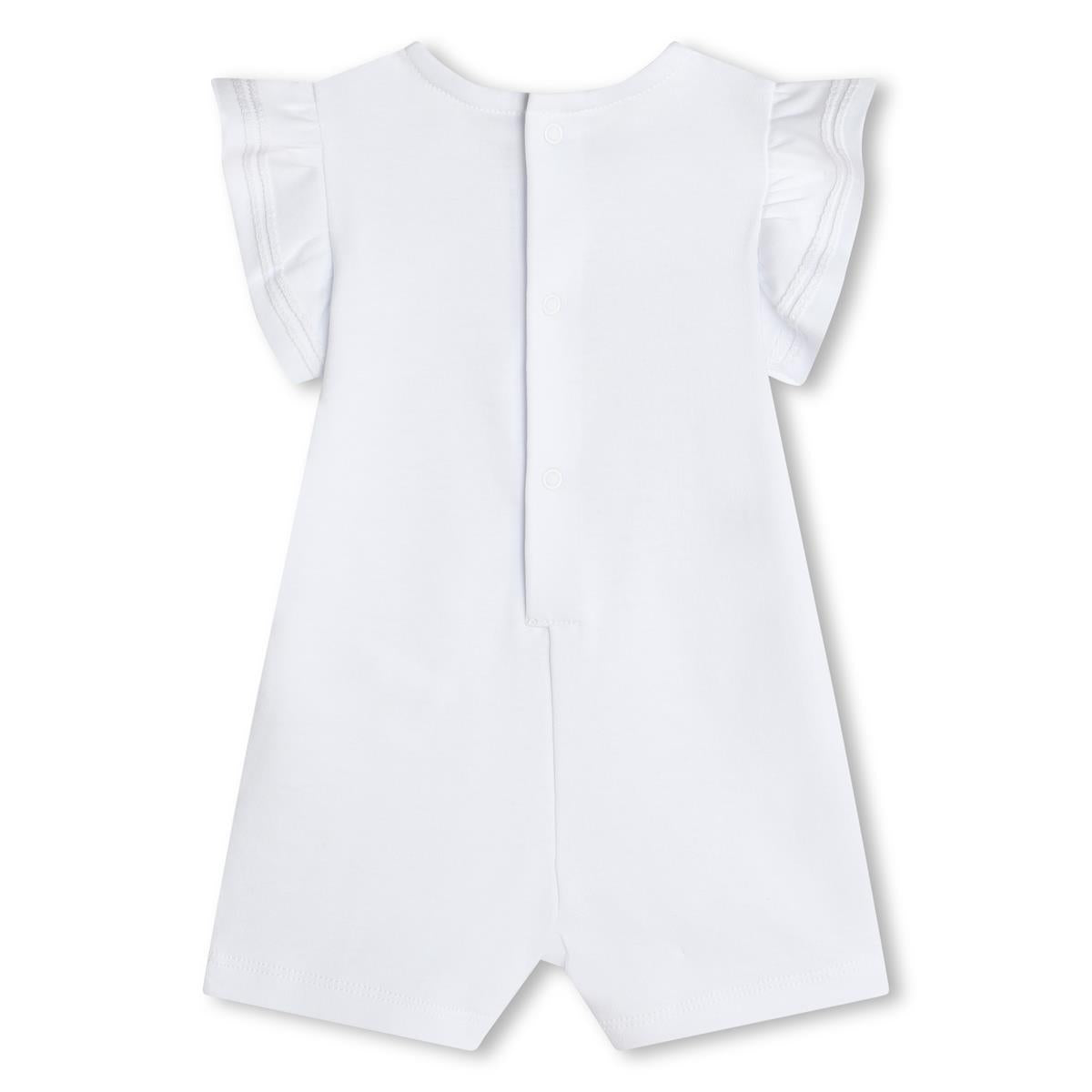 Baby Girls White Cotton Babysuit
