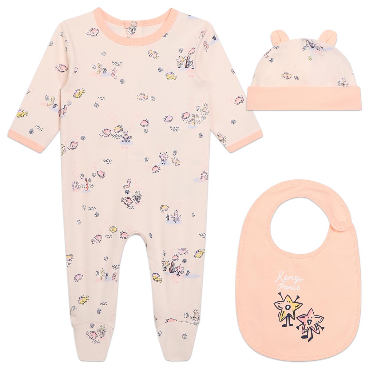 Baby Girls Pink Cotton Babysuit Set