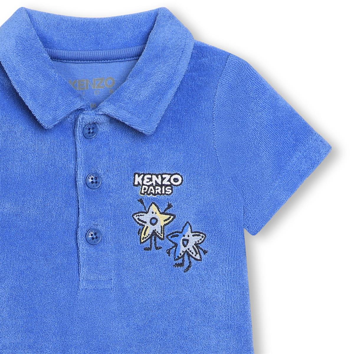 Baby Boys Blue Cotton Babysuit