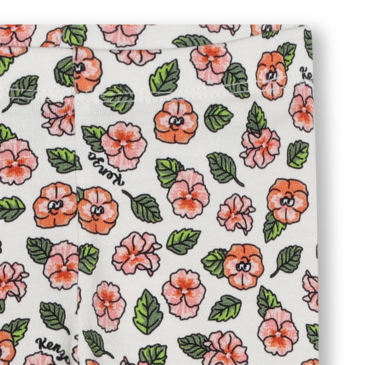 Baby Girls White Flowers Cotton Leggings