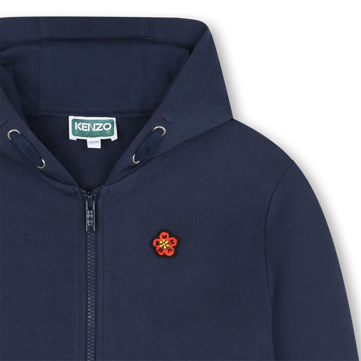 Girls Blue Cotton Zip-Up Top