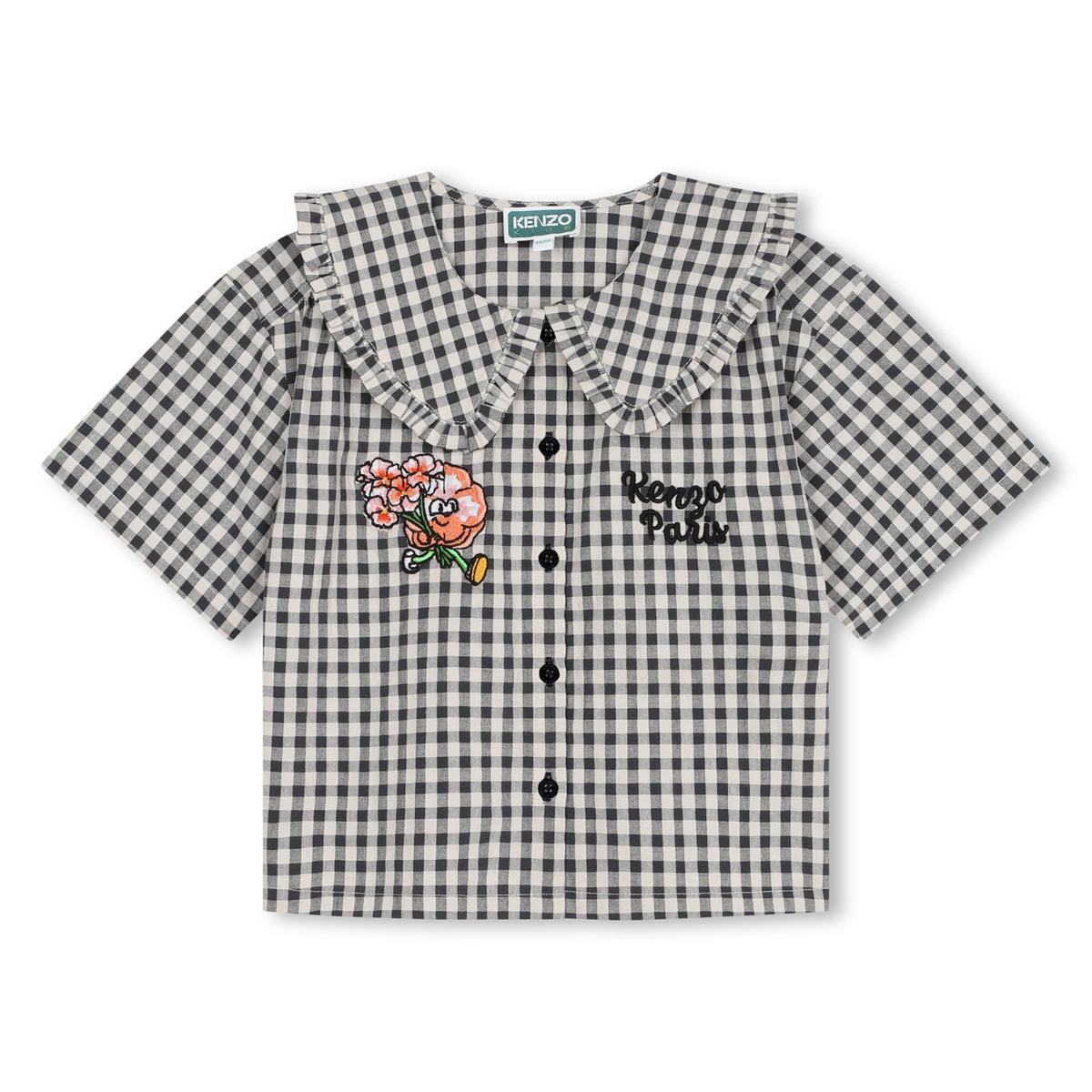 Girls Grey Check Cotton Shirt
