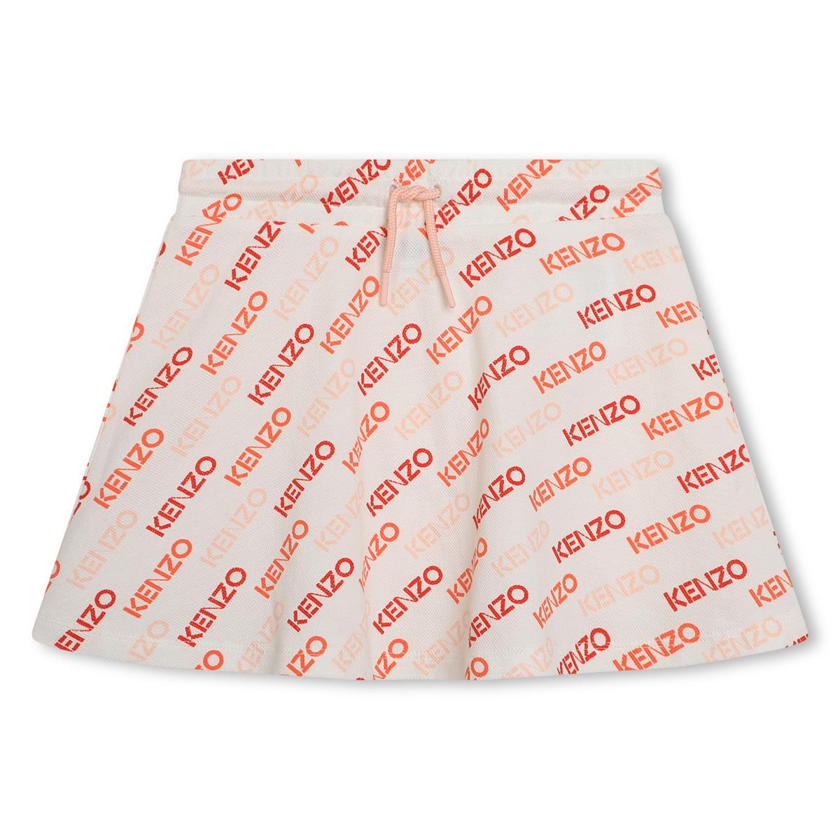 Girls White Logo Cotton Skirt