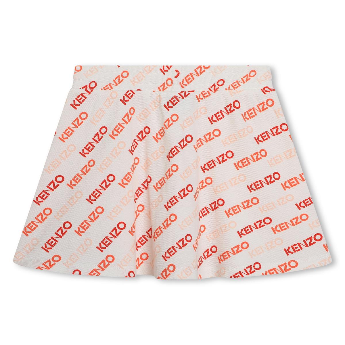 Girls White Logo Cotton Skirt