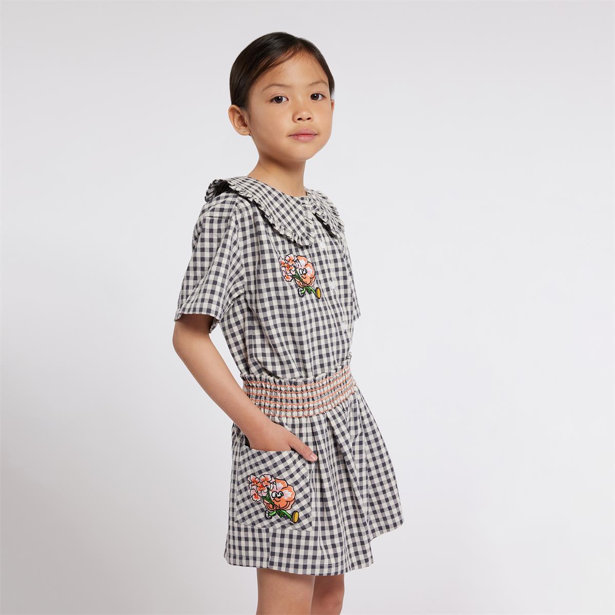 Girls Grey Check Cotton Shorts
