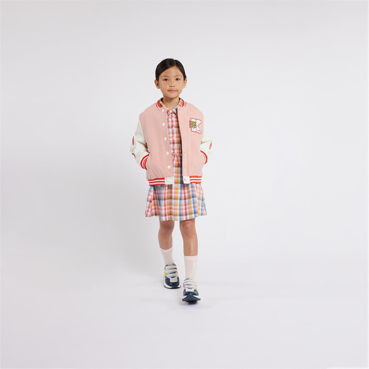 Girls Yellow Check Cotton Dress